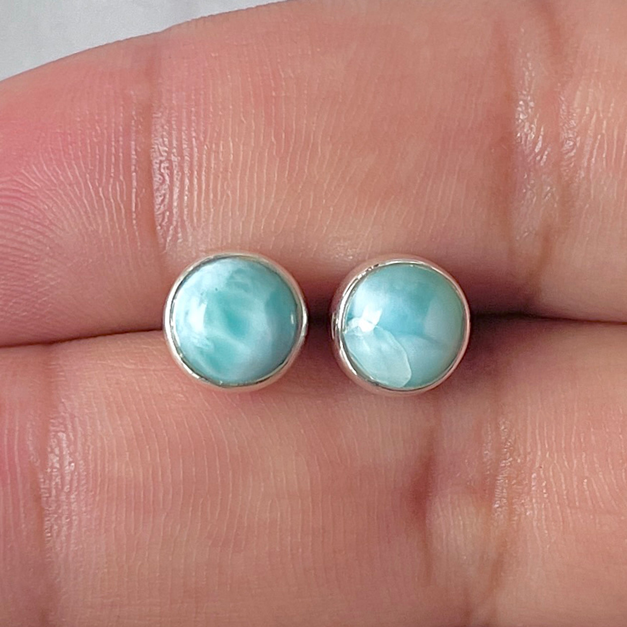 Larimar Stud Earring-(LAR-E-2930.)