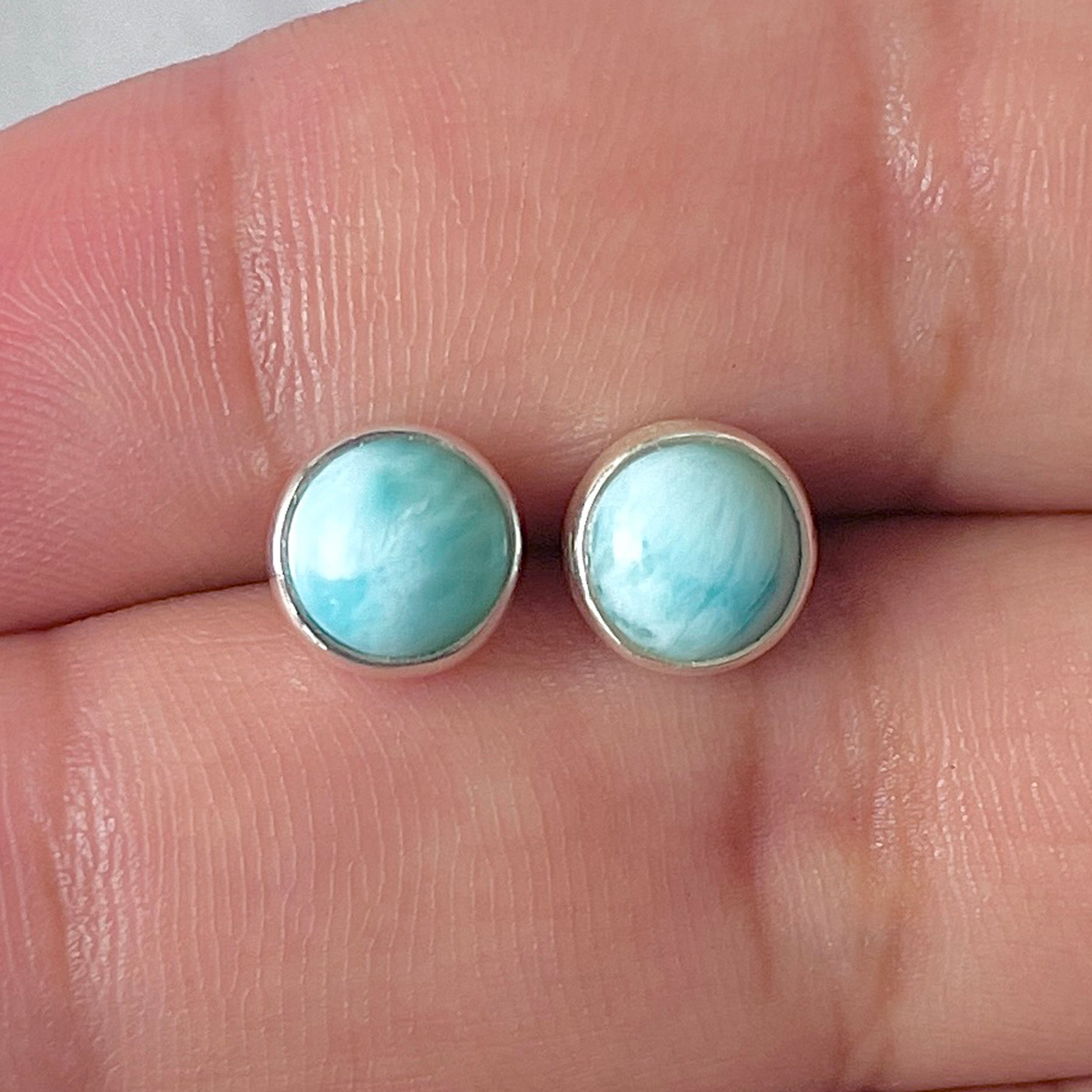 Larimar Stud Earring-(LAR-E-2931.)