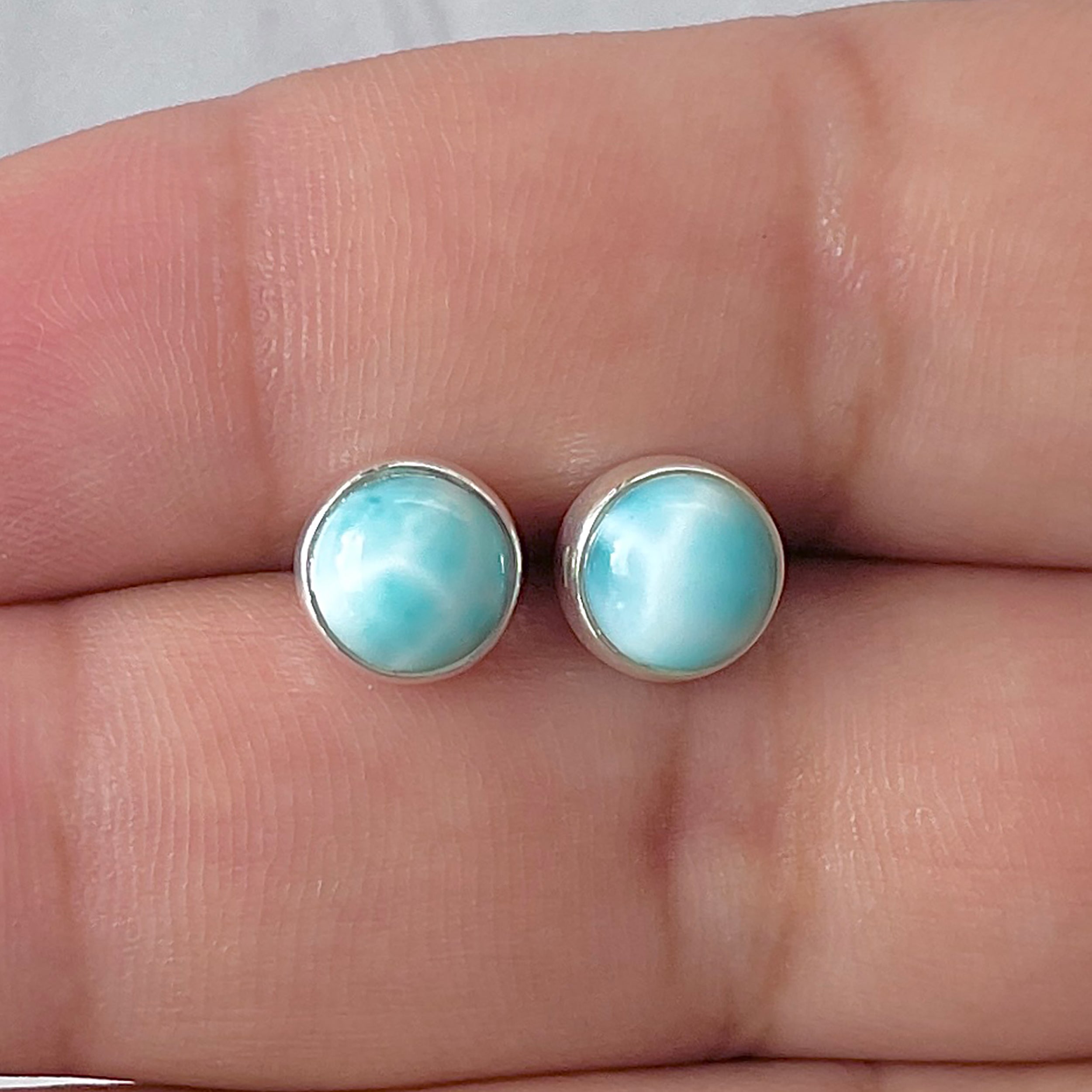 Larimar Stud Earring-(LAR-E-2933.)