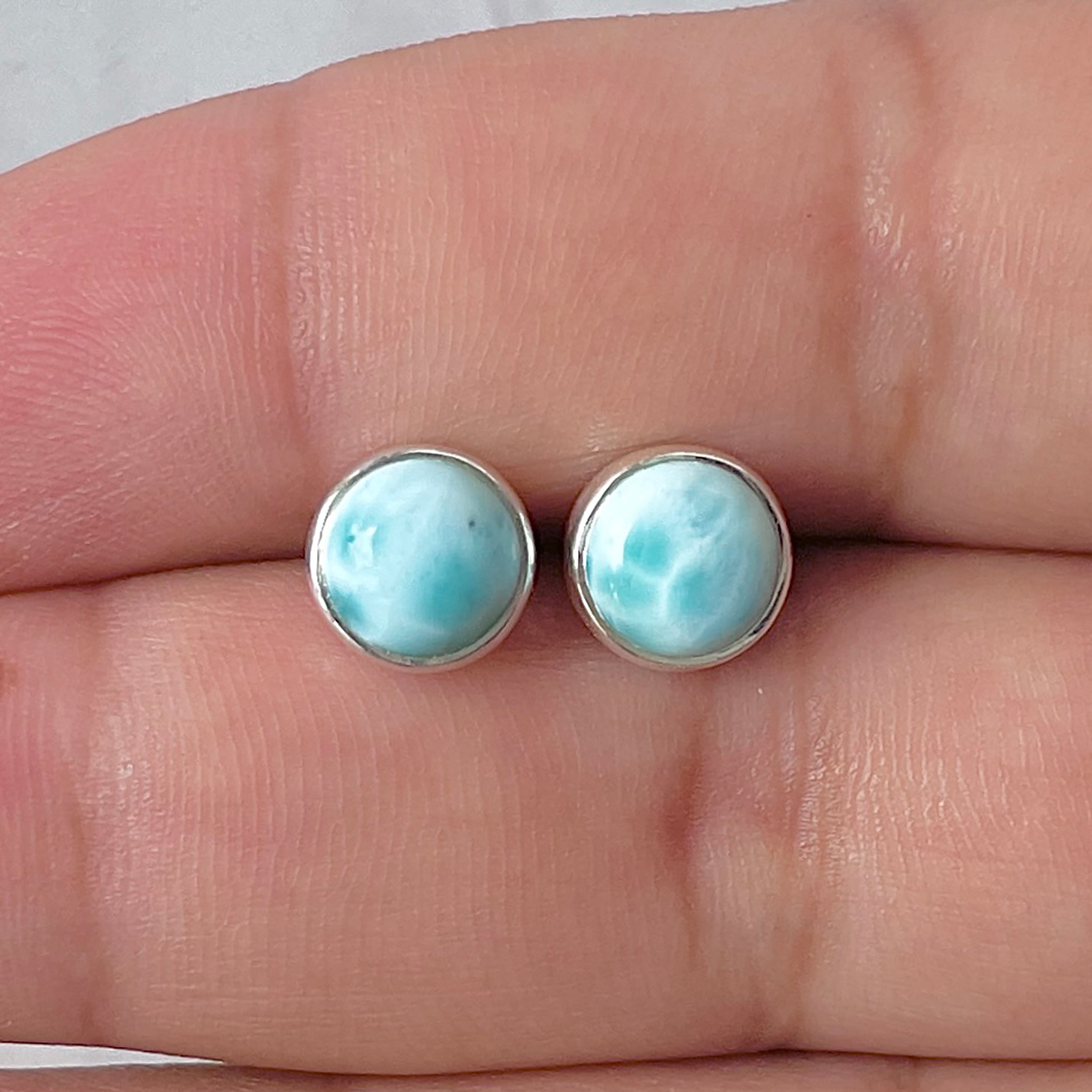 Larimar Stud Earring-(LAR-E-2934.)
