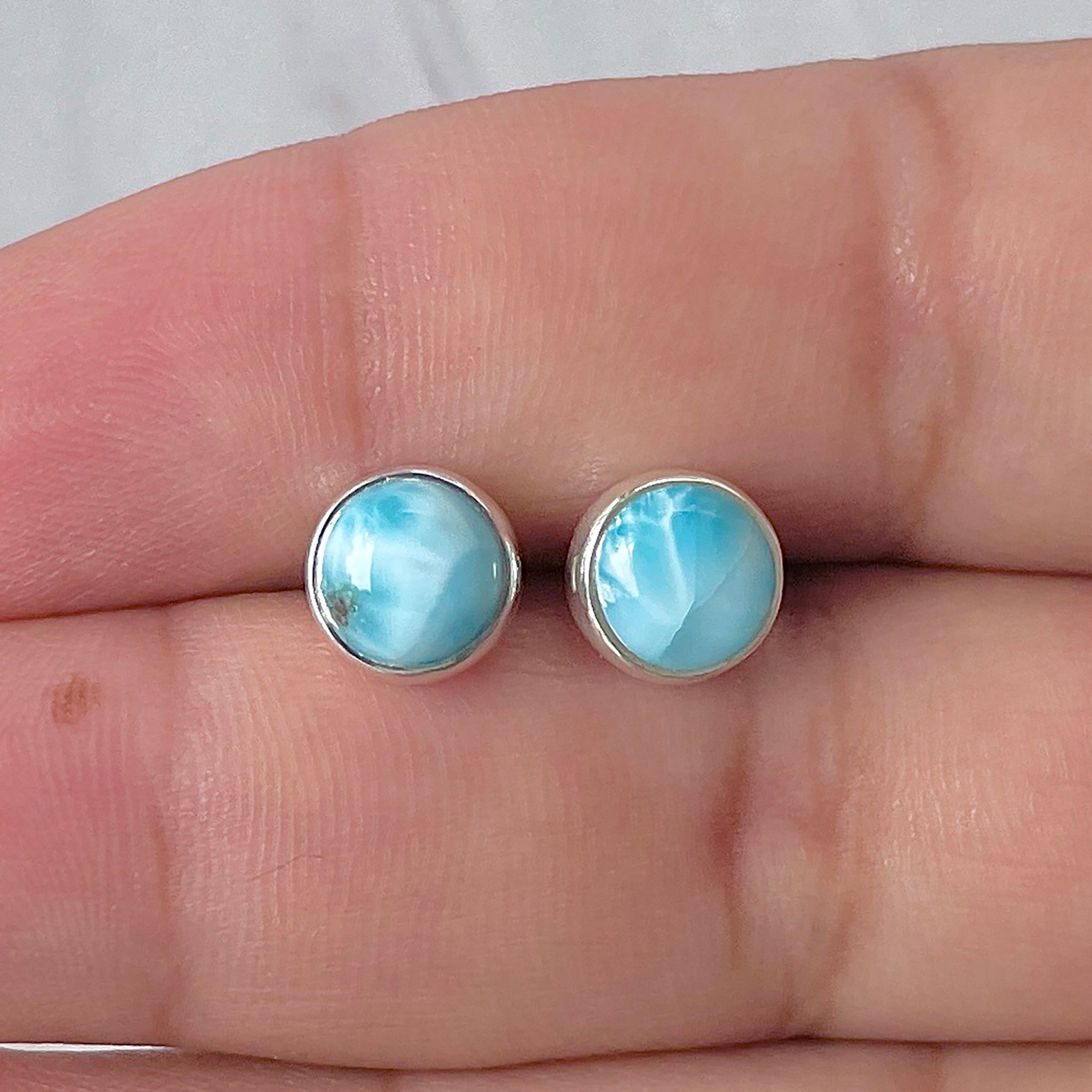 Larimar Stud Earring-(LAR-E-2937.)