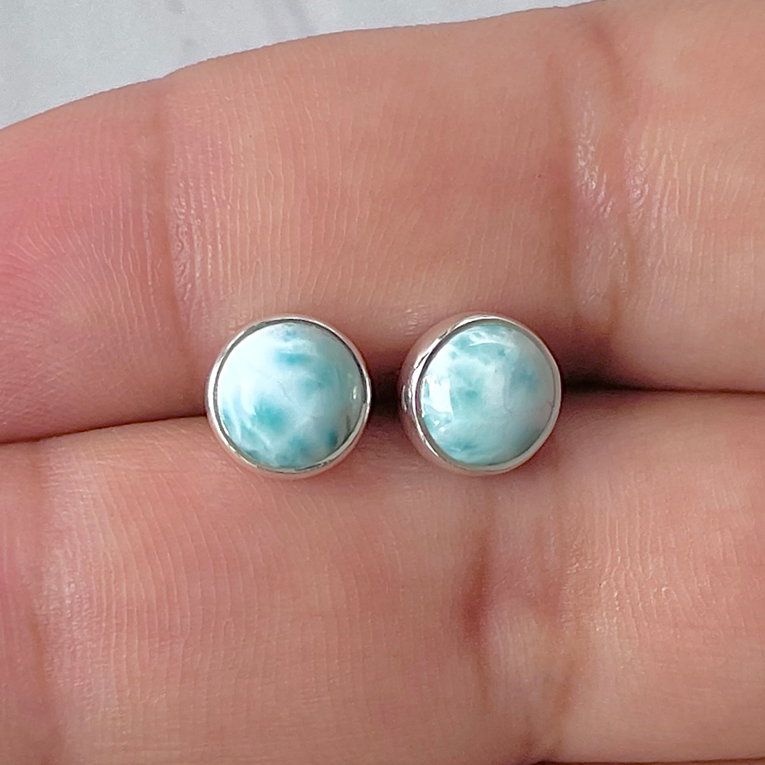 Larimar Stud Earring-(LAR-E-2938.)