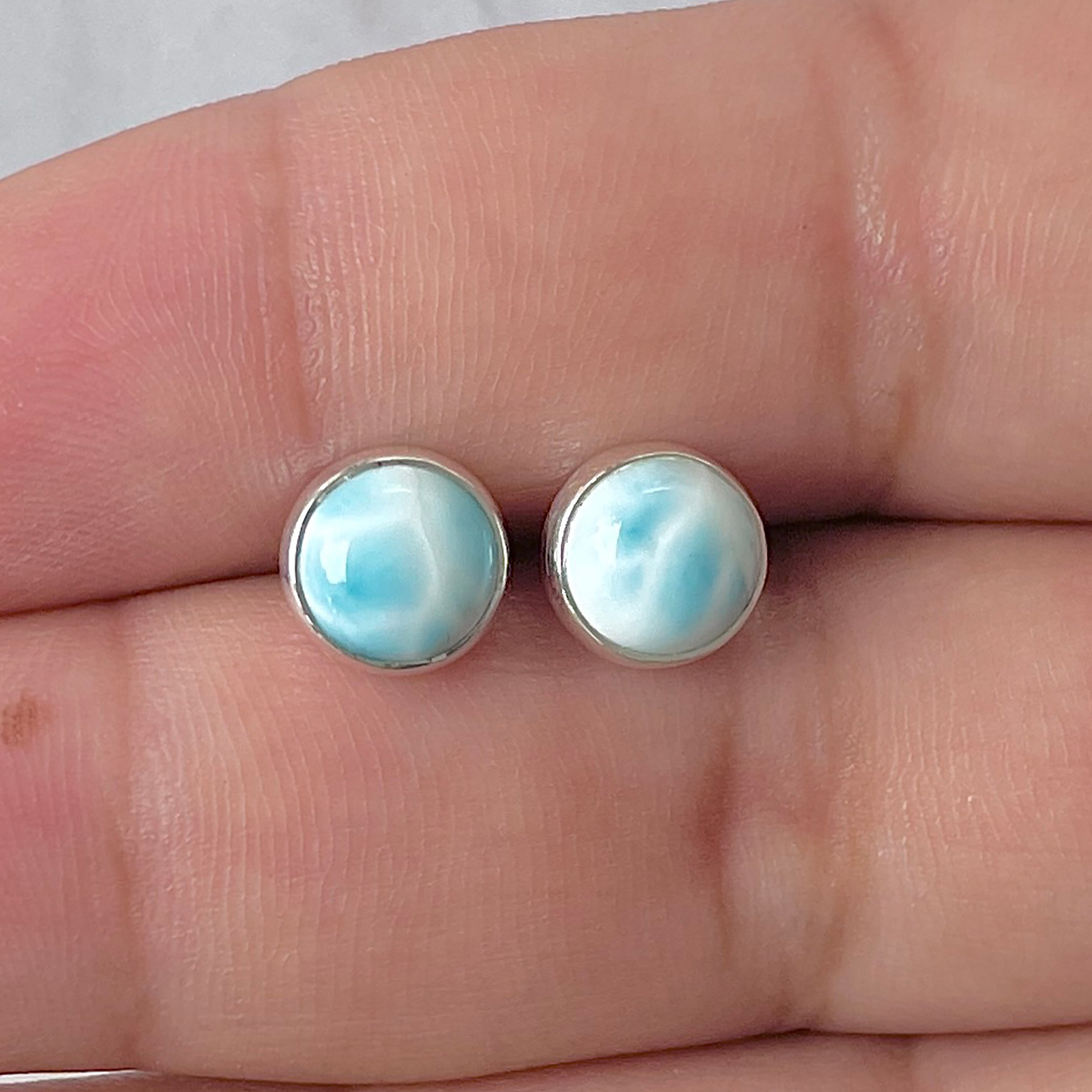Larimar Stud Earring-(LAR-E-2939.)