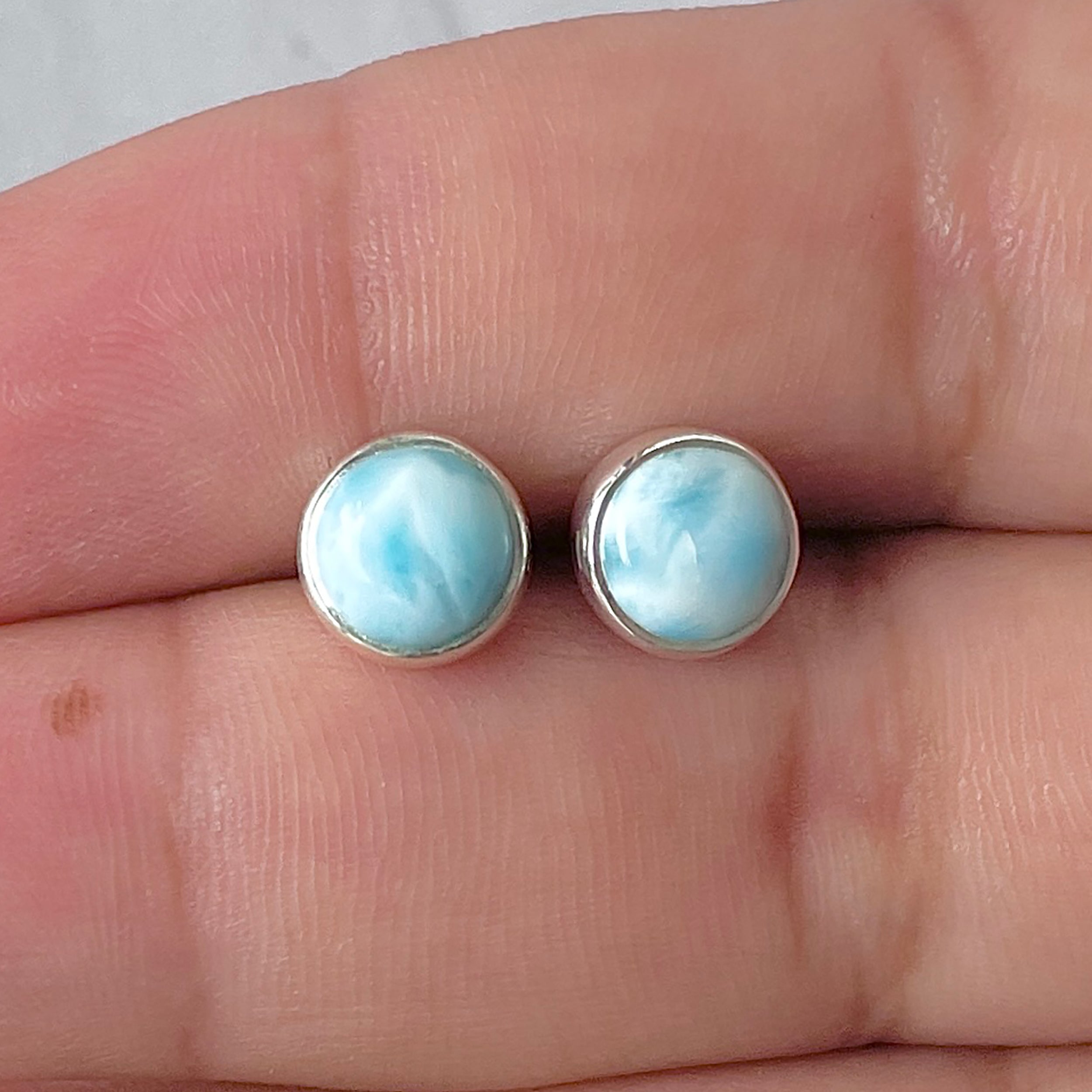 Larimar Stud Earring-(LAR-E-2940.)