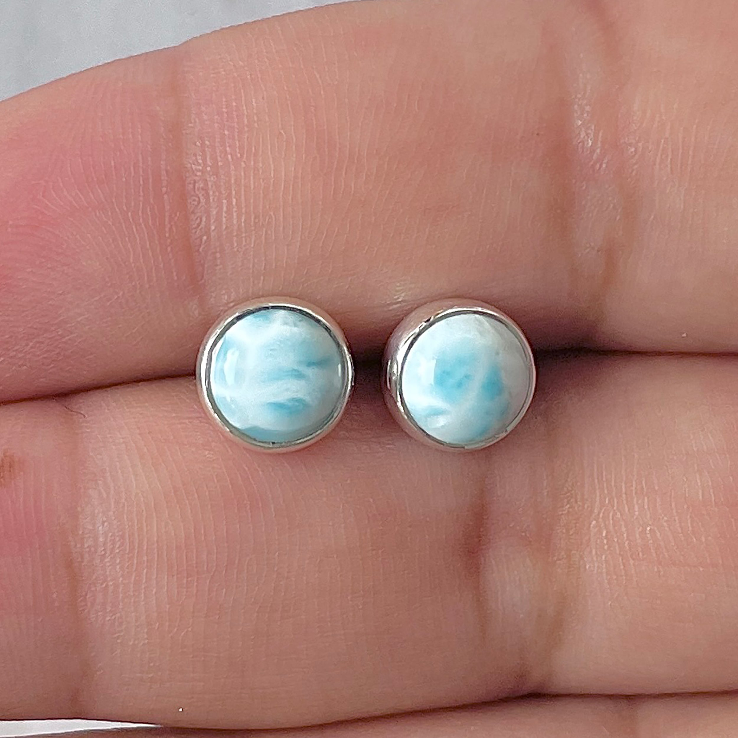 Larimar Stud Earring-(LAR-E-2941.)