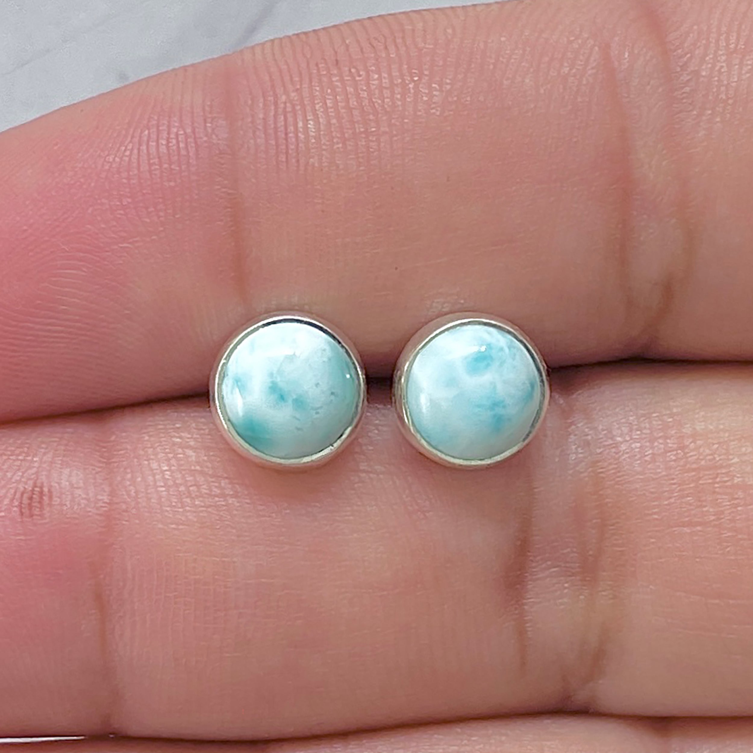 Larimar Stud Earring-(LAR-E-2942.)