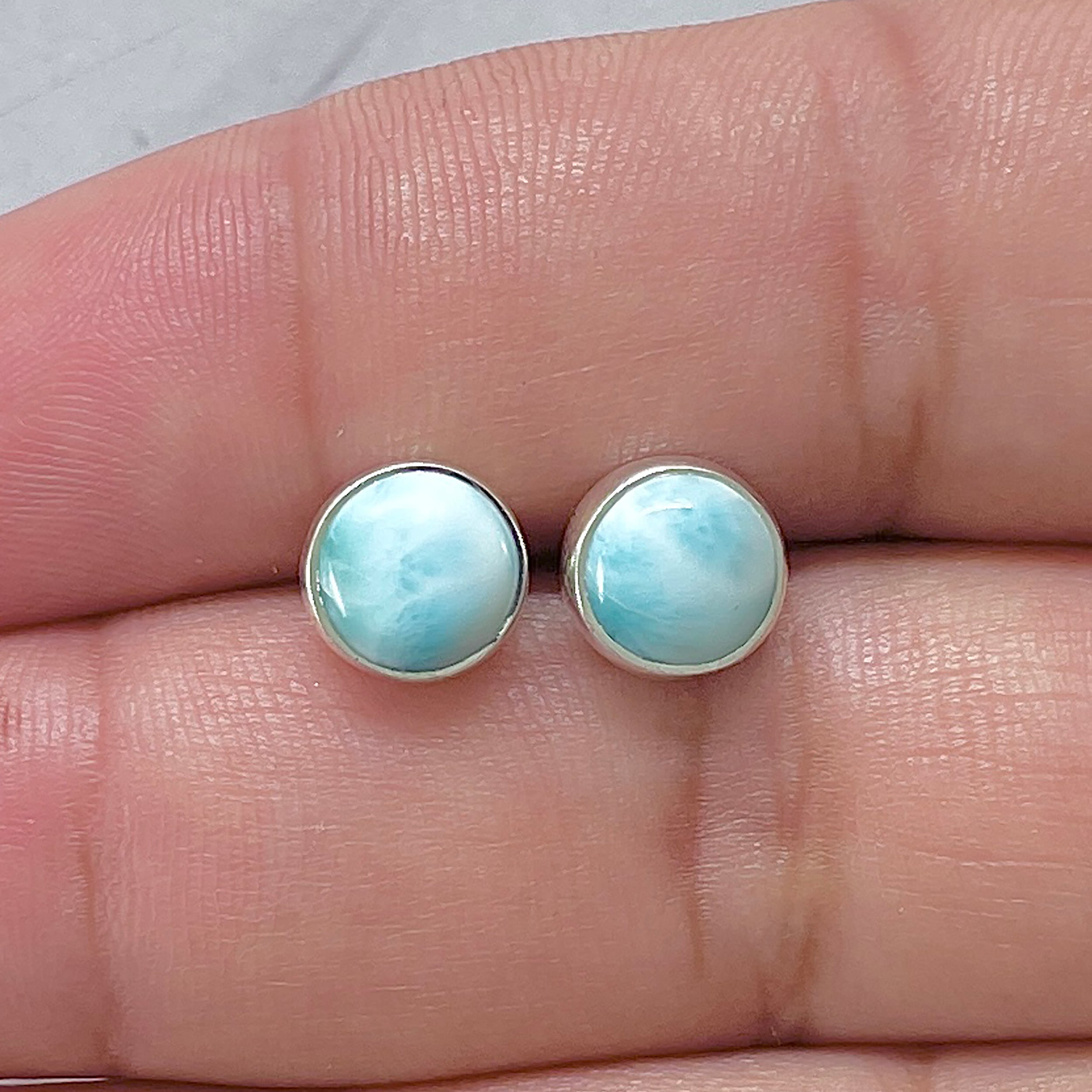 Larimar Stud Earring-(LAR-E-2944.)