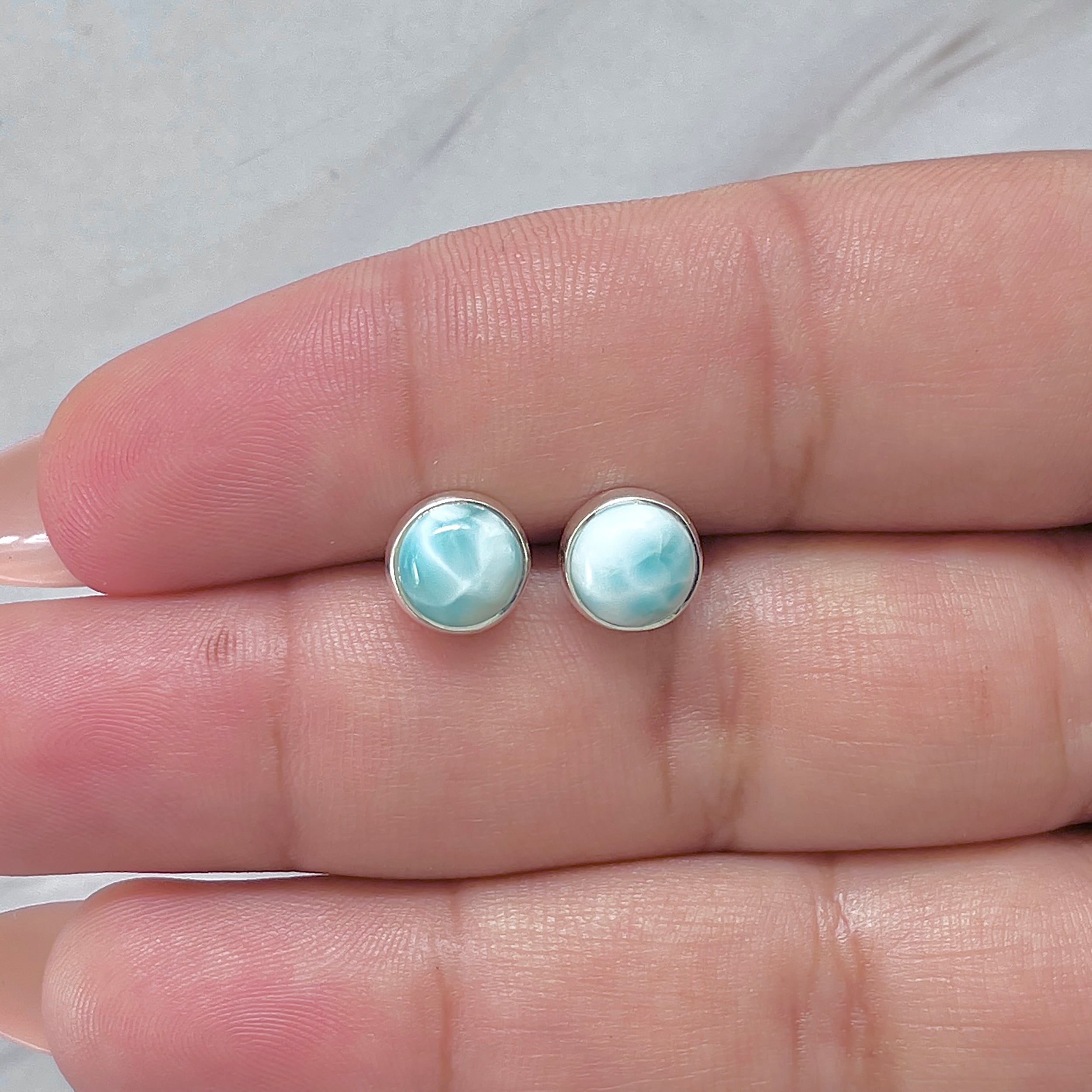 Larimar Stud Earring-(LAR-E-2945.)