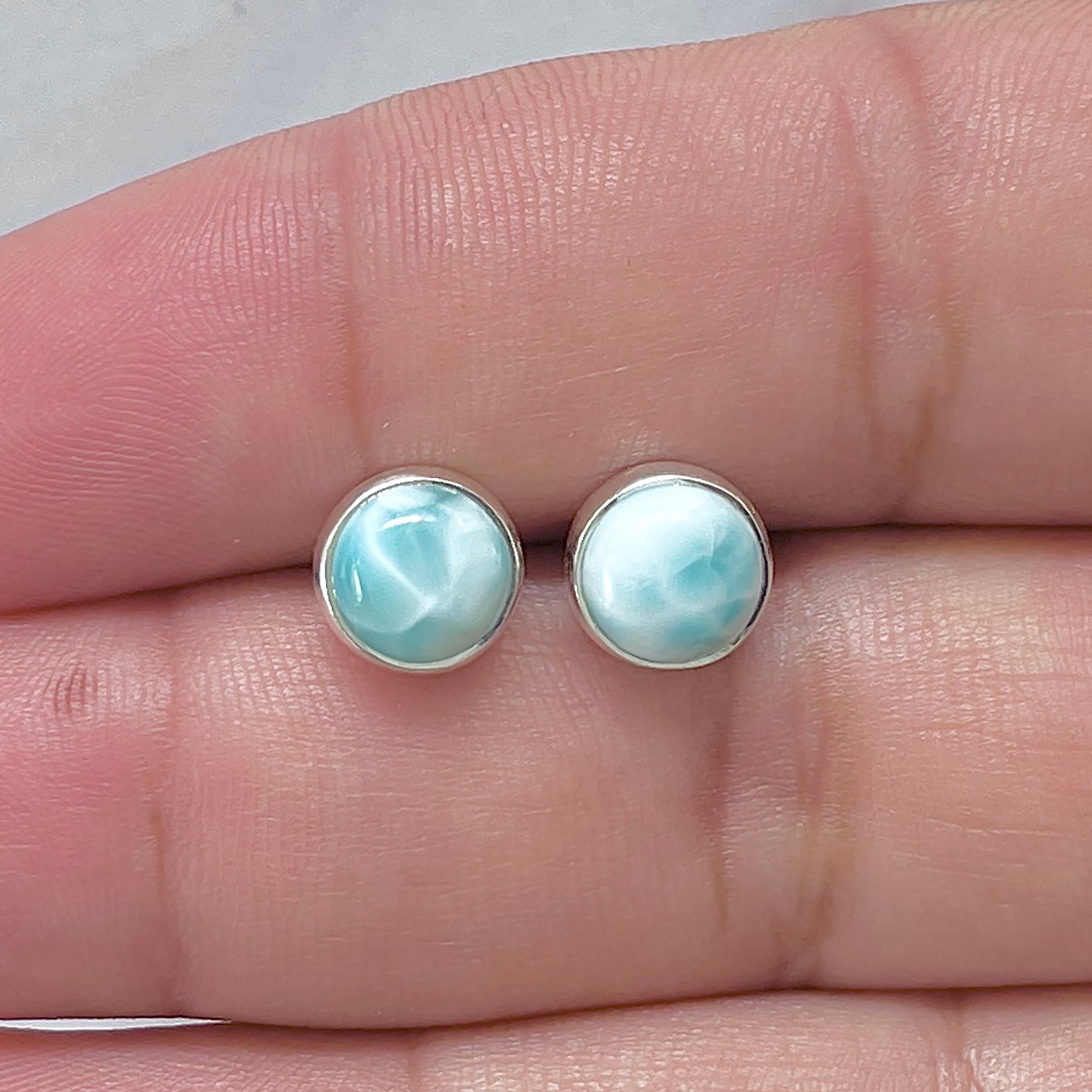 Larimar Stud Earring-(LAR-E-2945.)