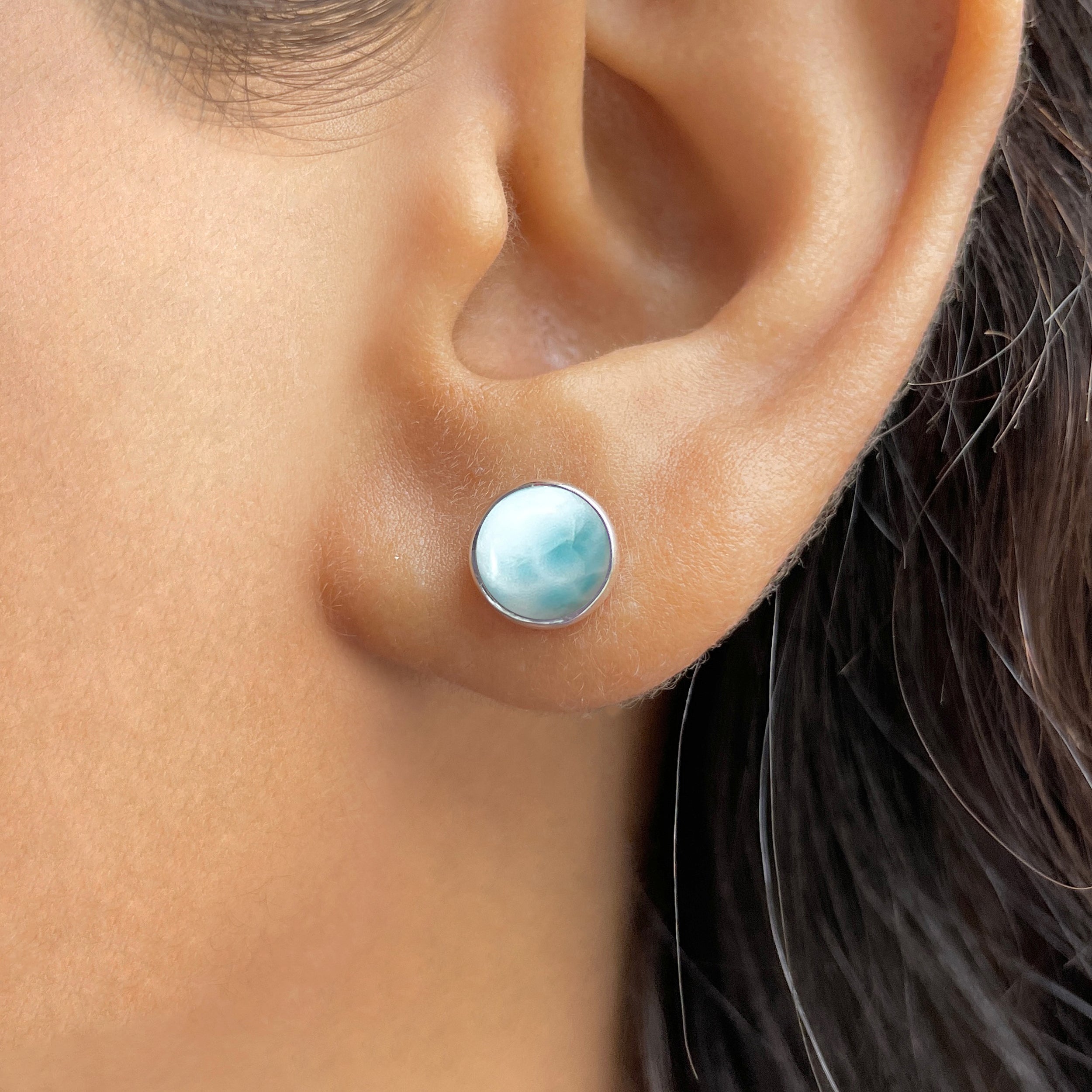 Larimar Stud Earring-(LAR-E-2945.)