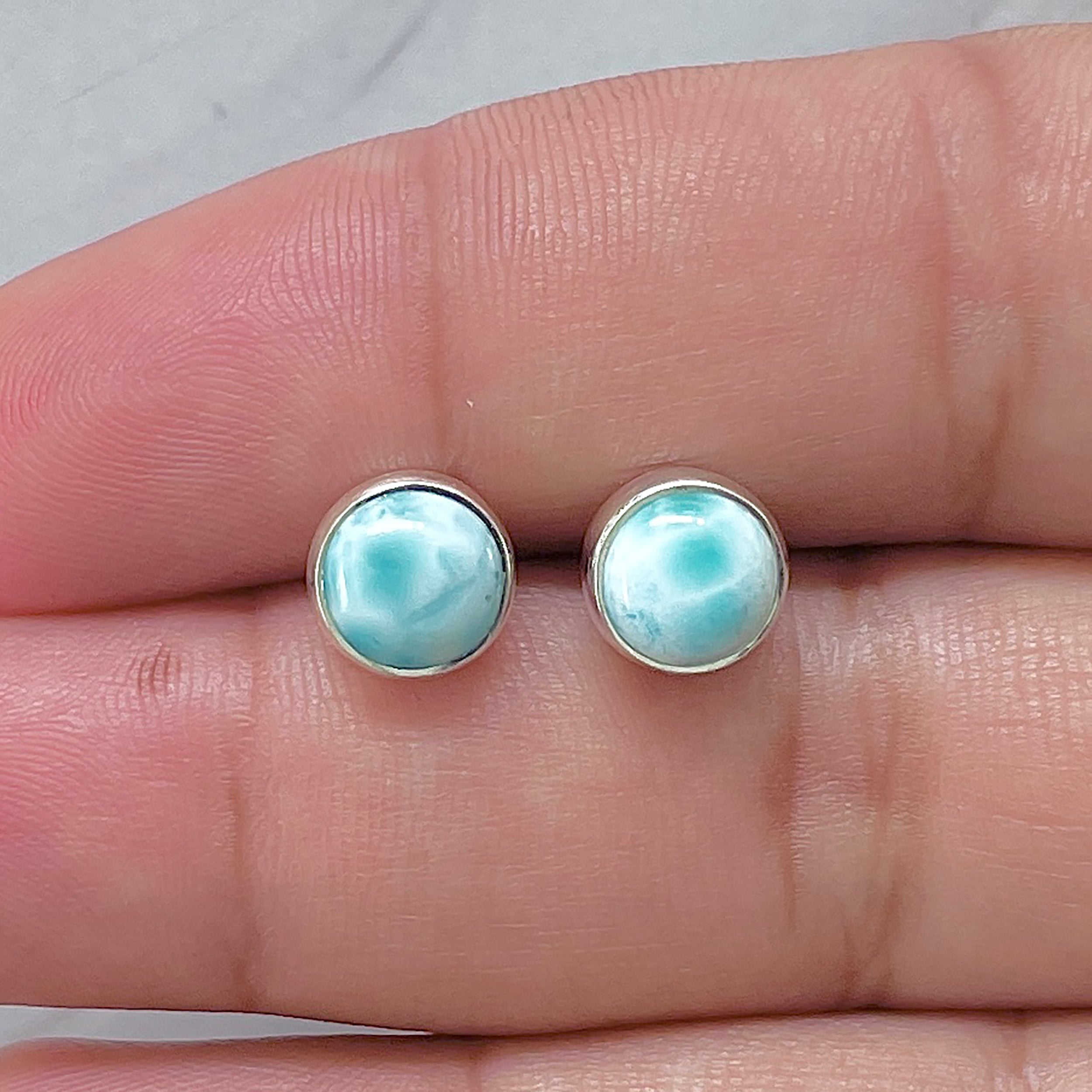 Larimar Stud Earring-(LAR-E-2946.)