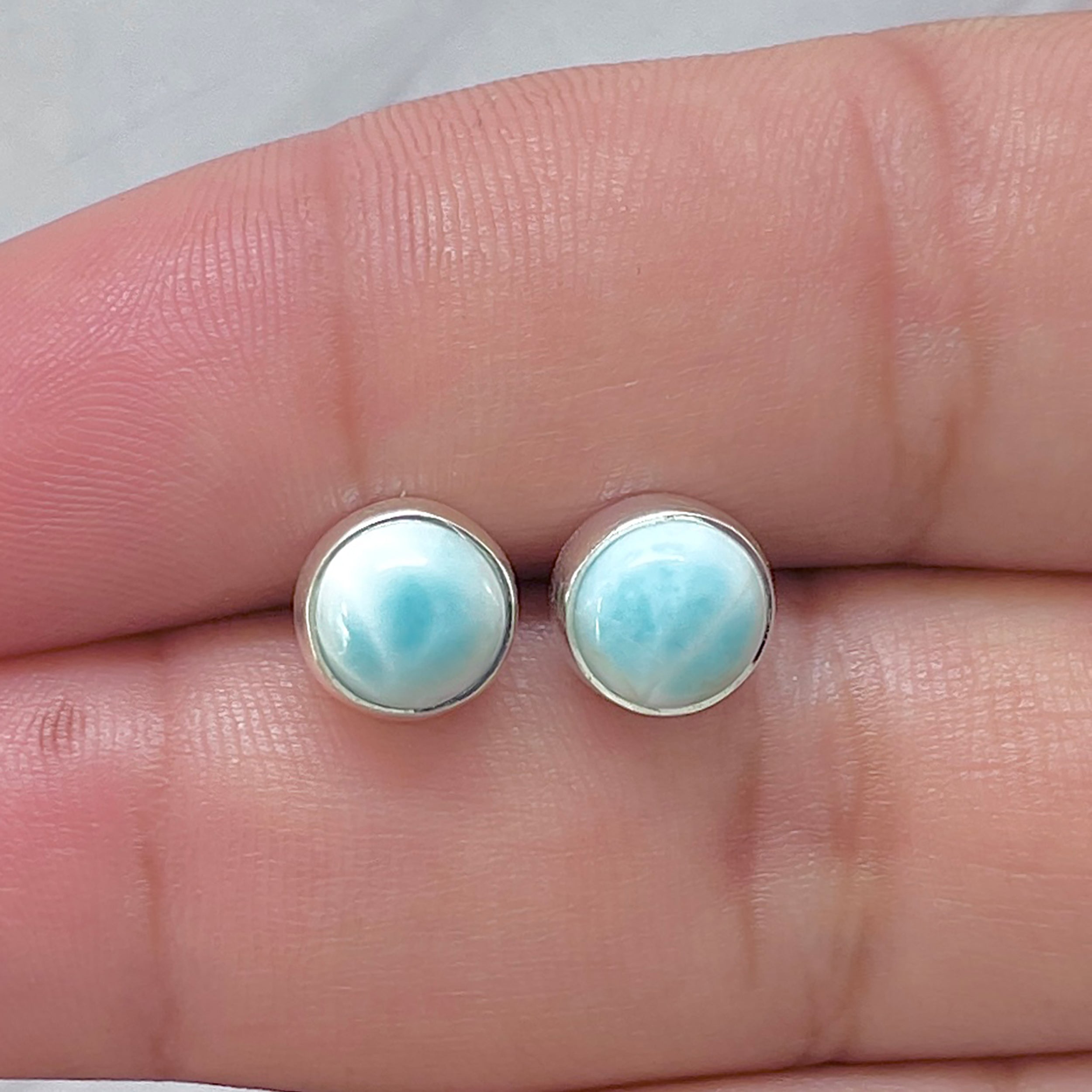 Larimar Stud Earring-(LAR-E-2947.)