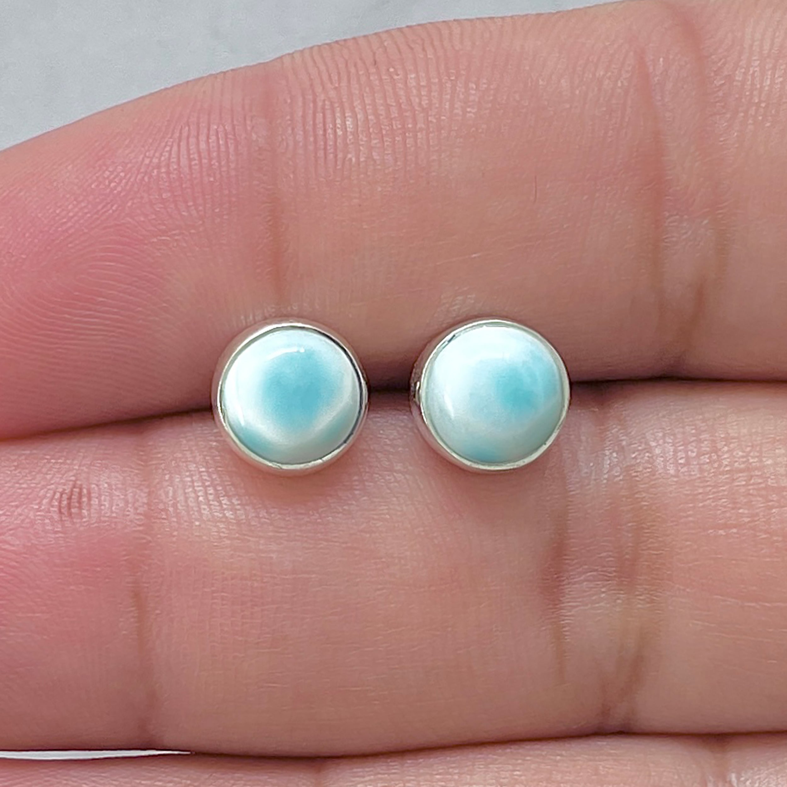 Larimar Stud Earring-(LAR-E-2948.)
