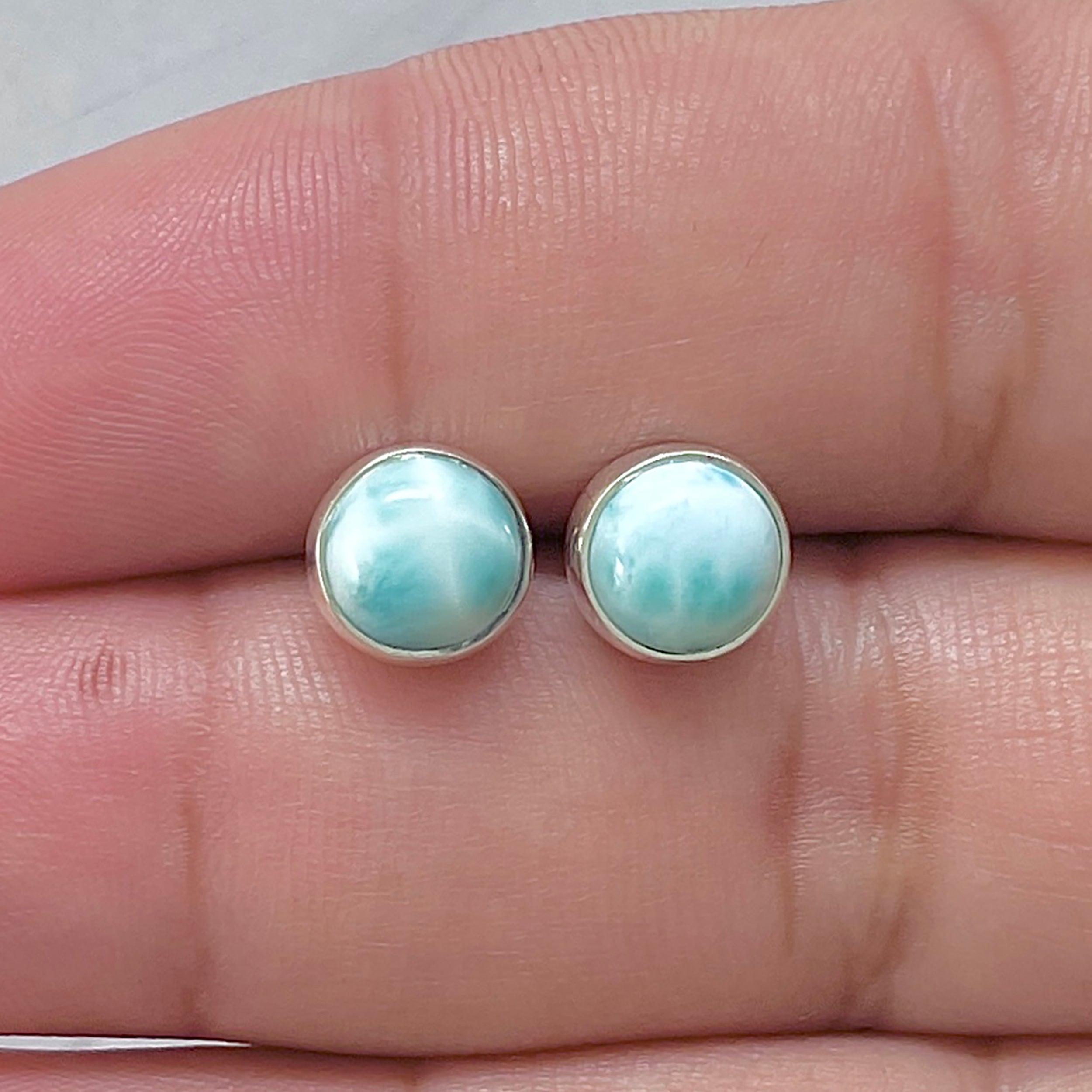 Larimar Stud Earring-(LAR-E-2949.)