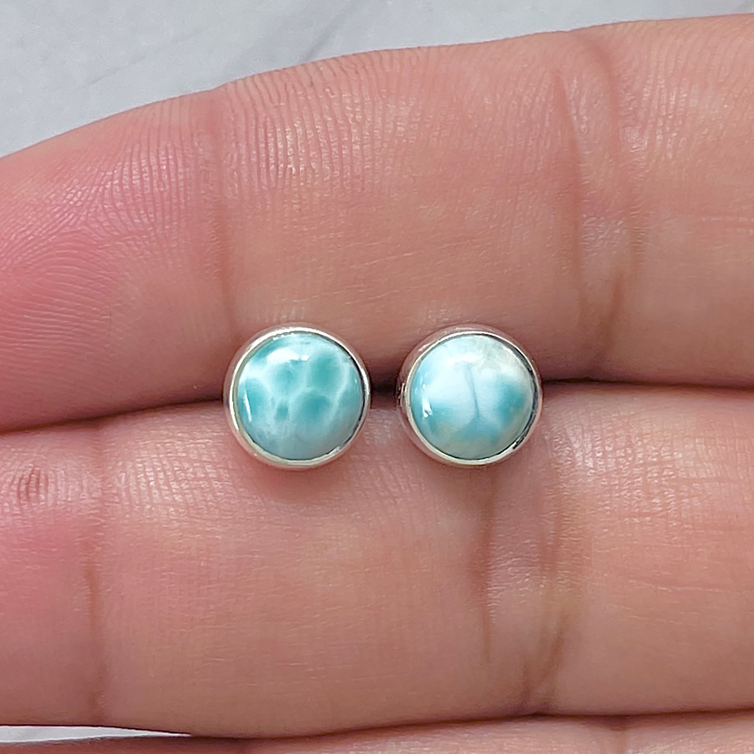 Larimar Stud Earring-(LAR-E-2950.)