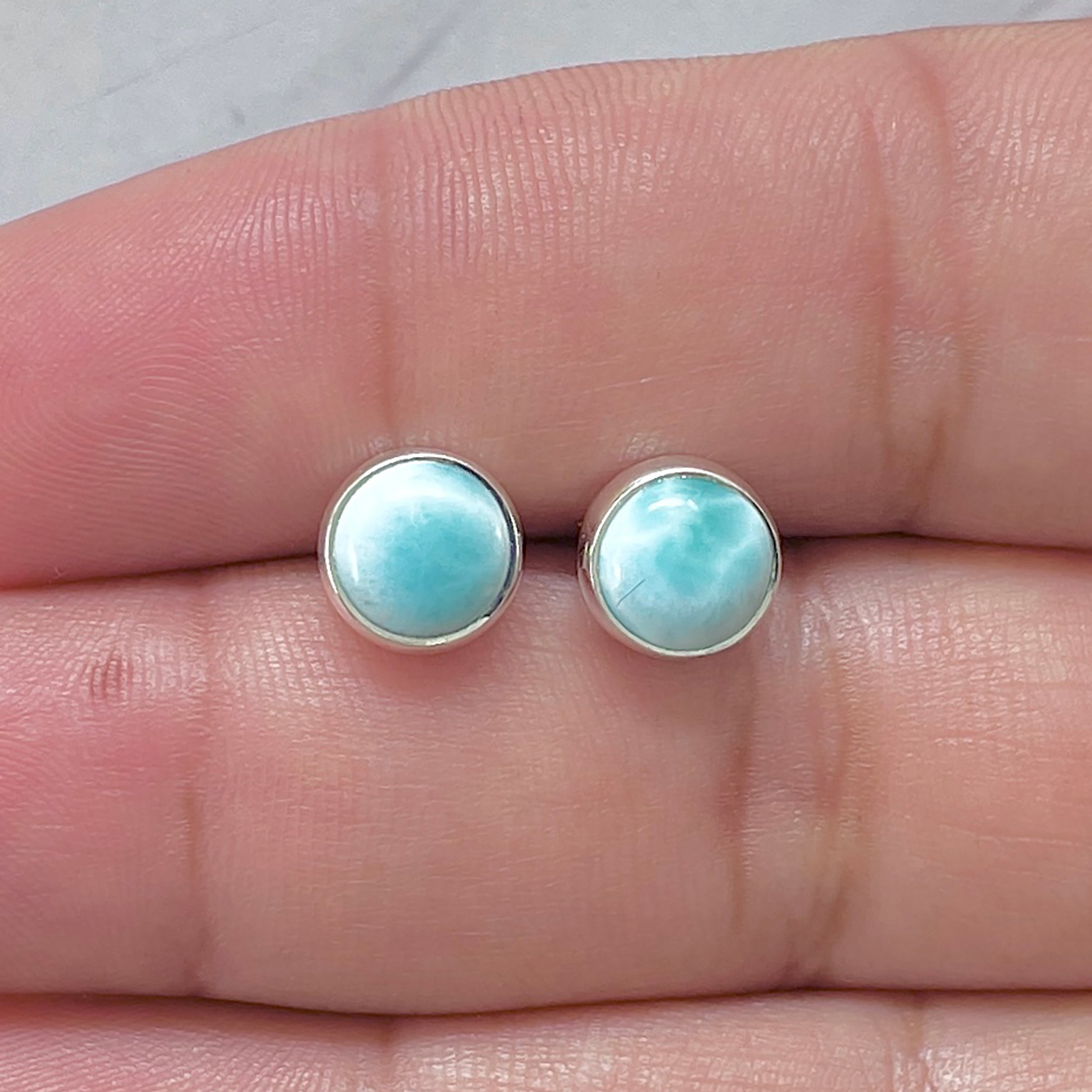 Larimar Stud Earring-(LAR-E-2951.)