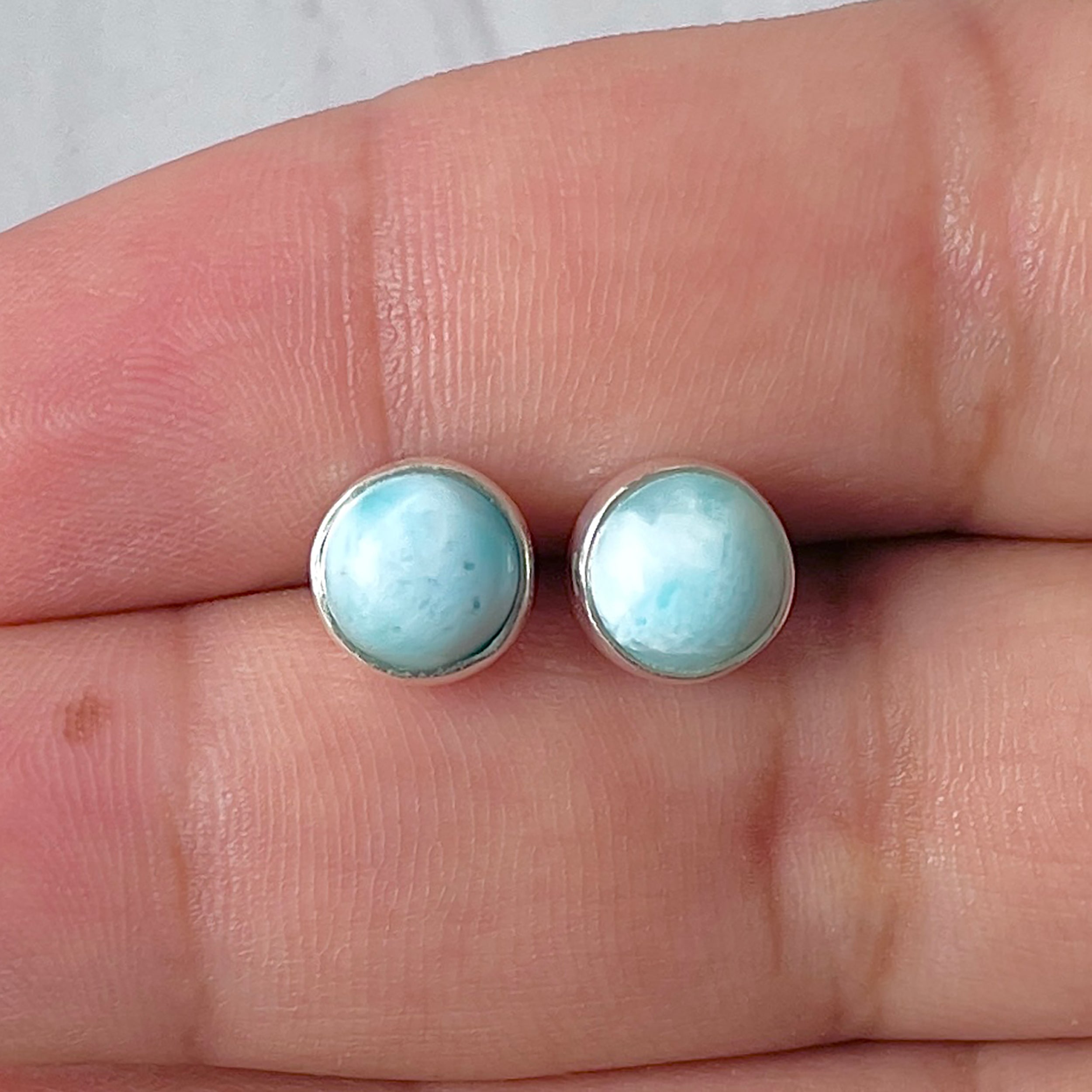 Larimar Stud Earring-(LAR-E-2953.)