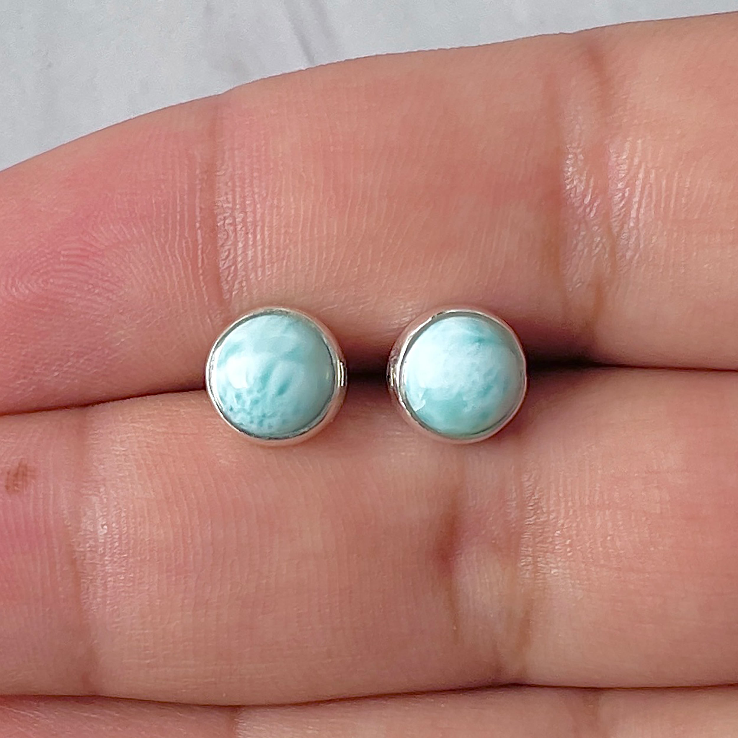 Larimar Stud Earring-(LAR-E-2954.)