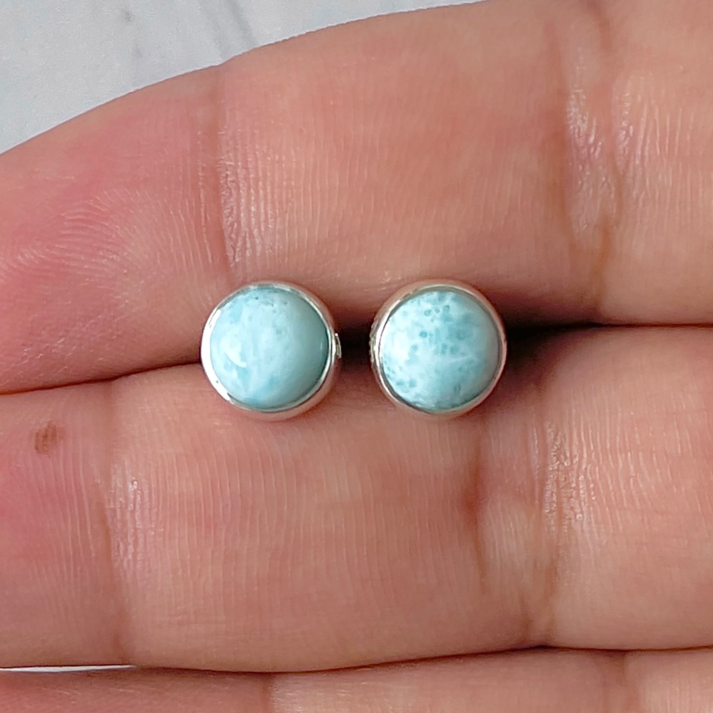 Larimar Stud Earring-(LAR-E-2955.)
