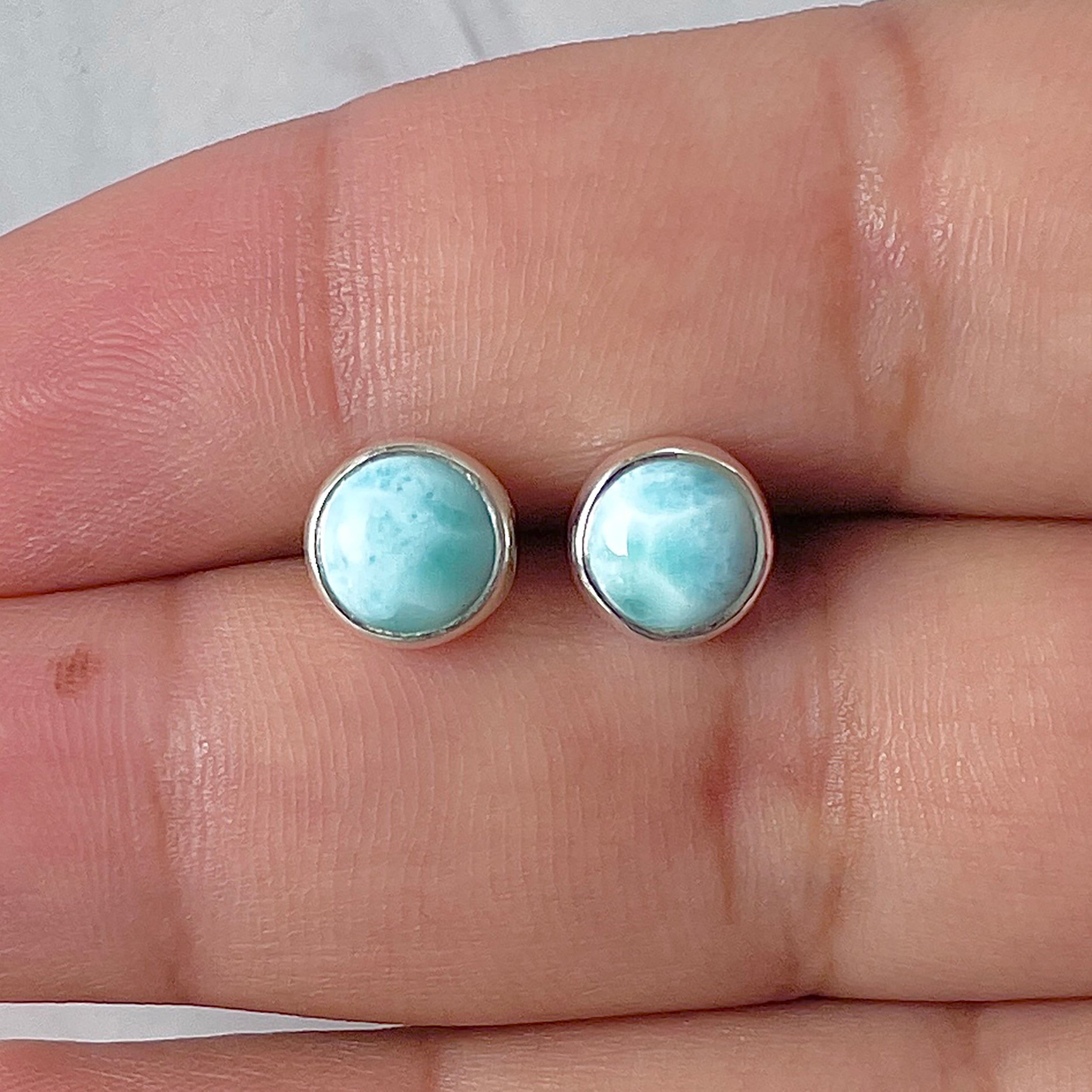 Larimar Stud Earring-(LAR-E-2956.)