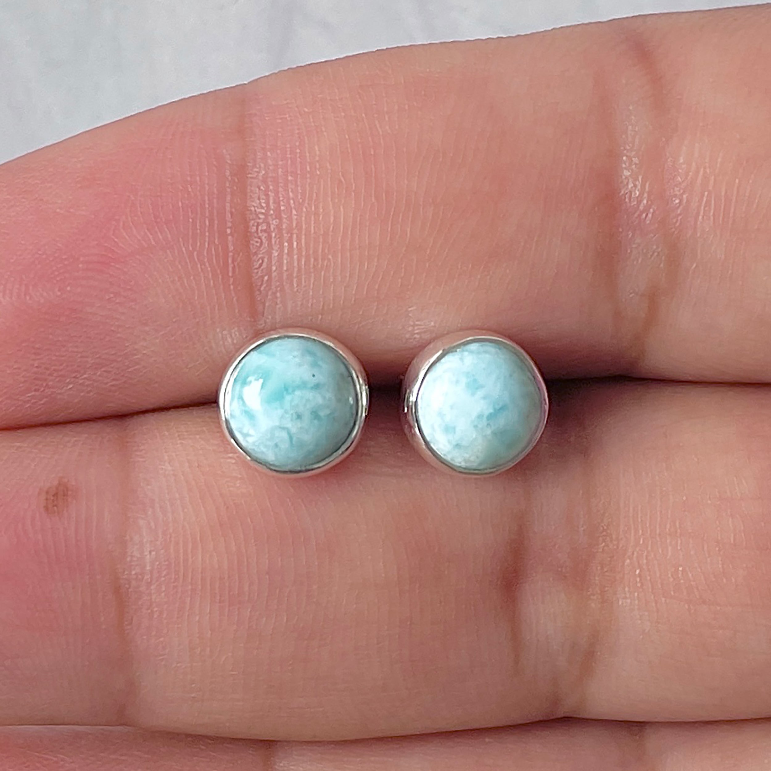 Larimar Stud Earring-(LAR-E-2957.)