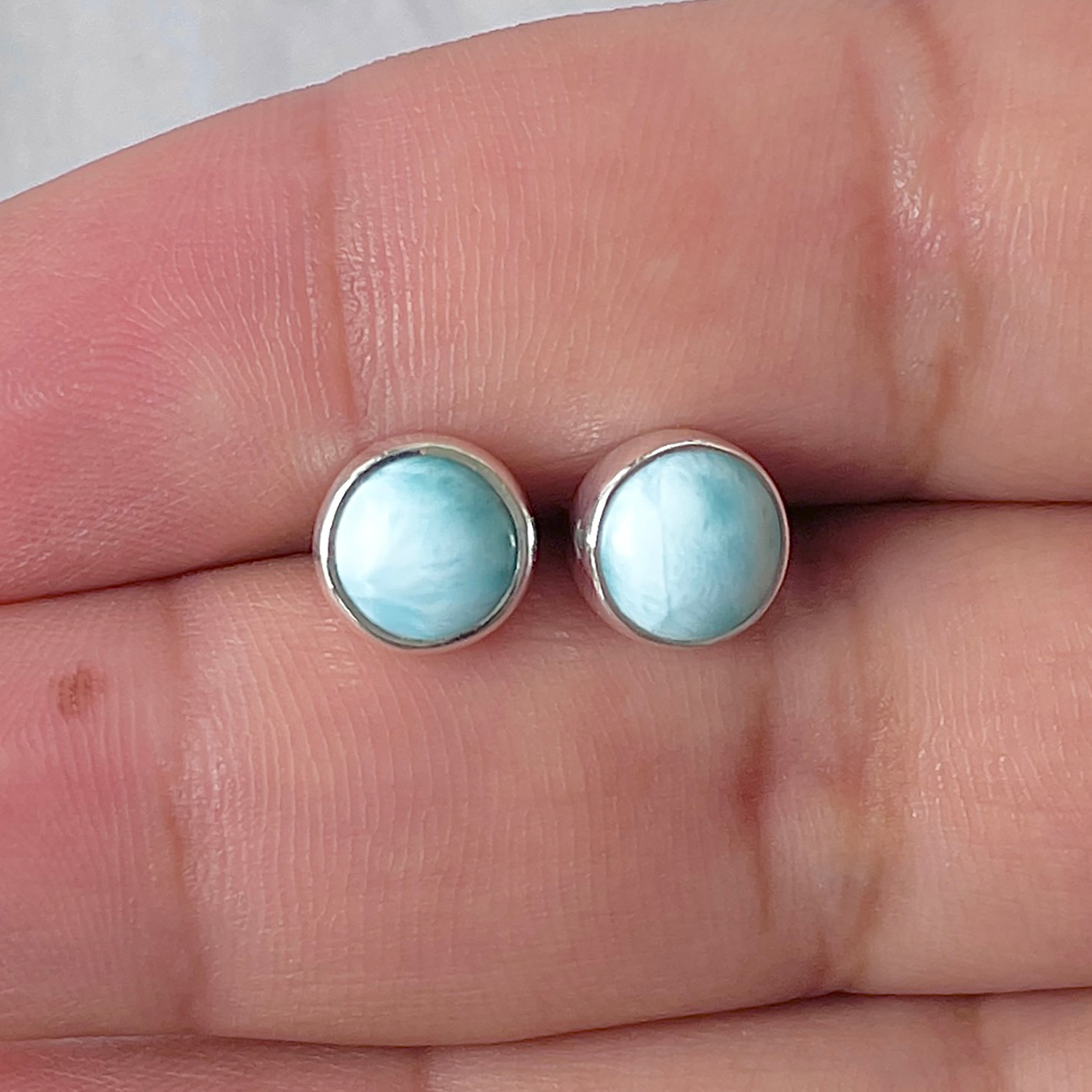 Larimar Stud Earring-(LAR-E-2958.)