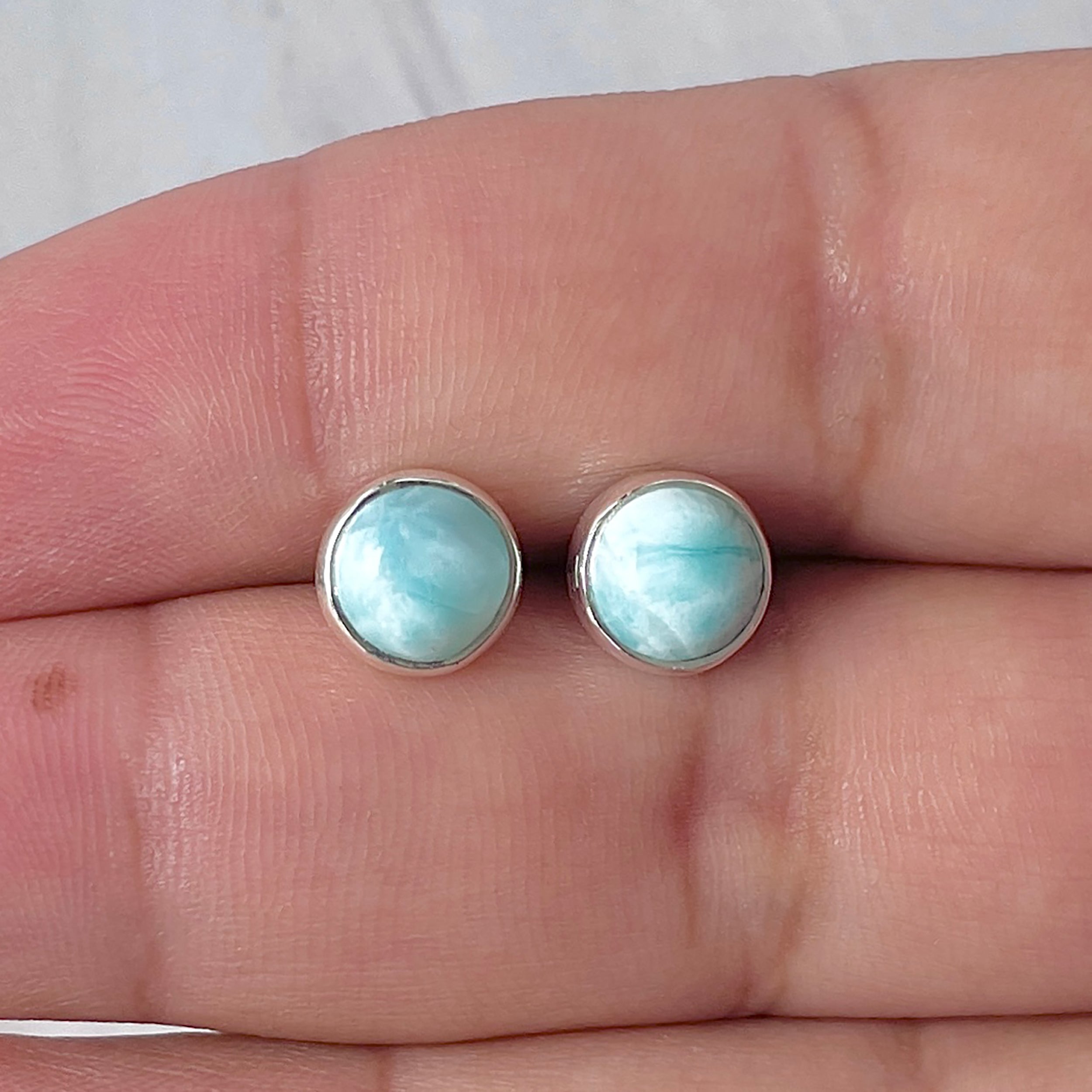 Larimar Stud Earring-(LAR-E-2959.)
