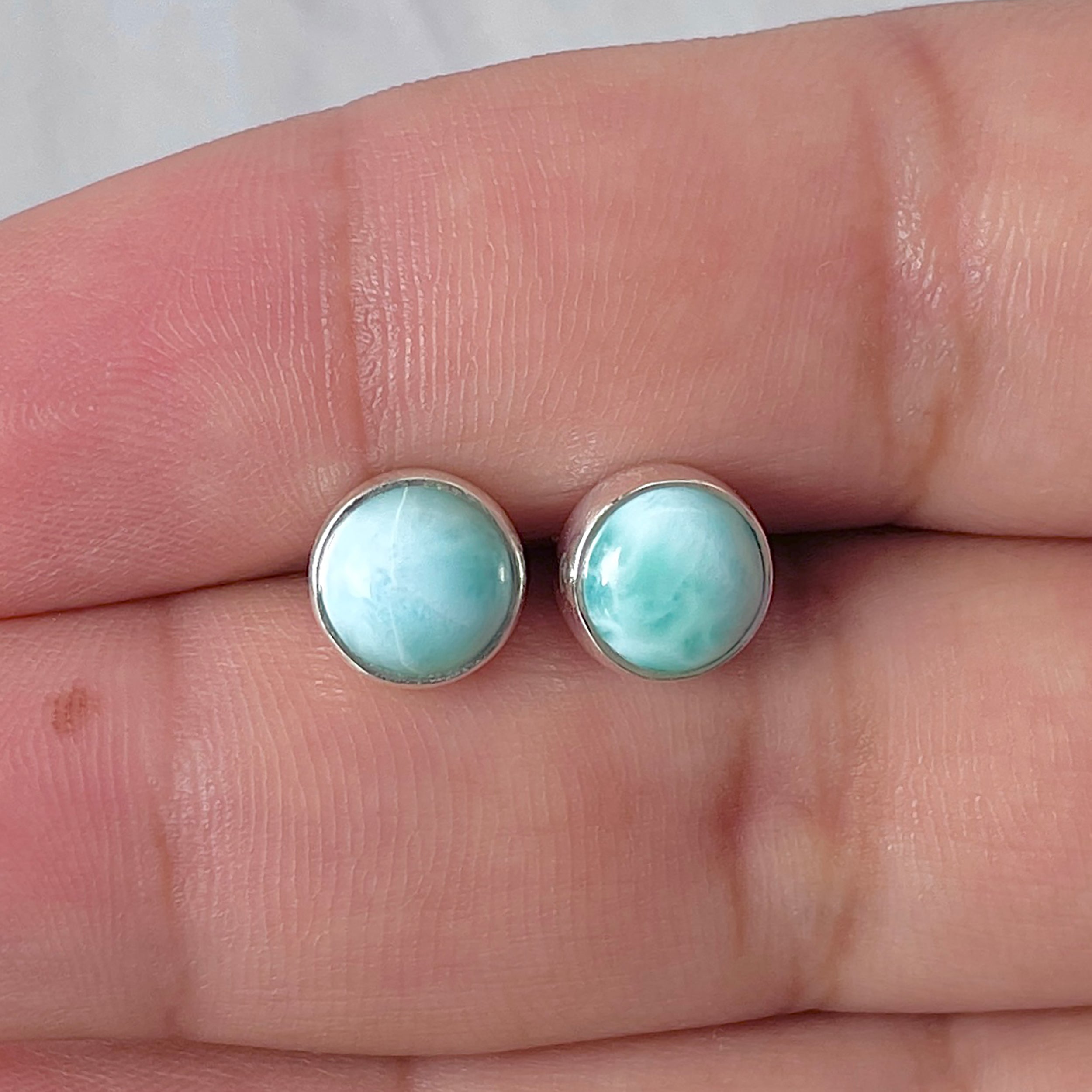 Larimar Stud Earring-(LAR-E-2960.)
