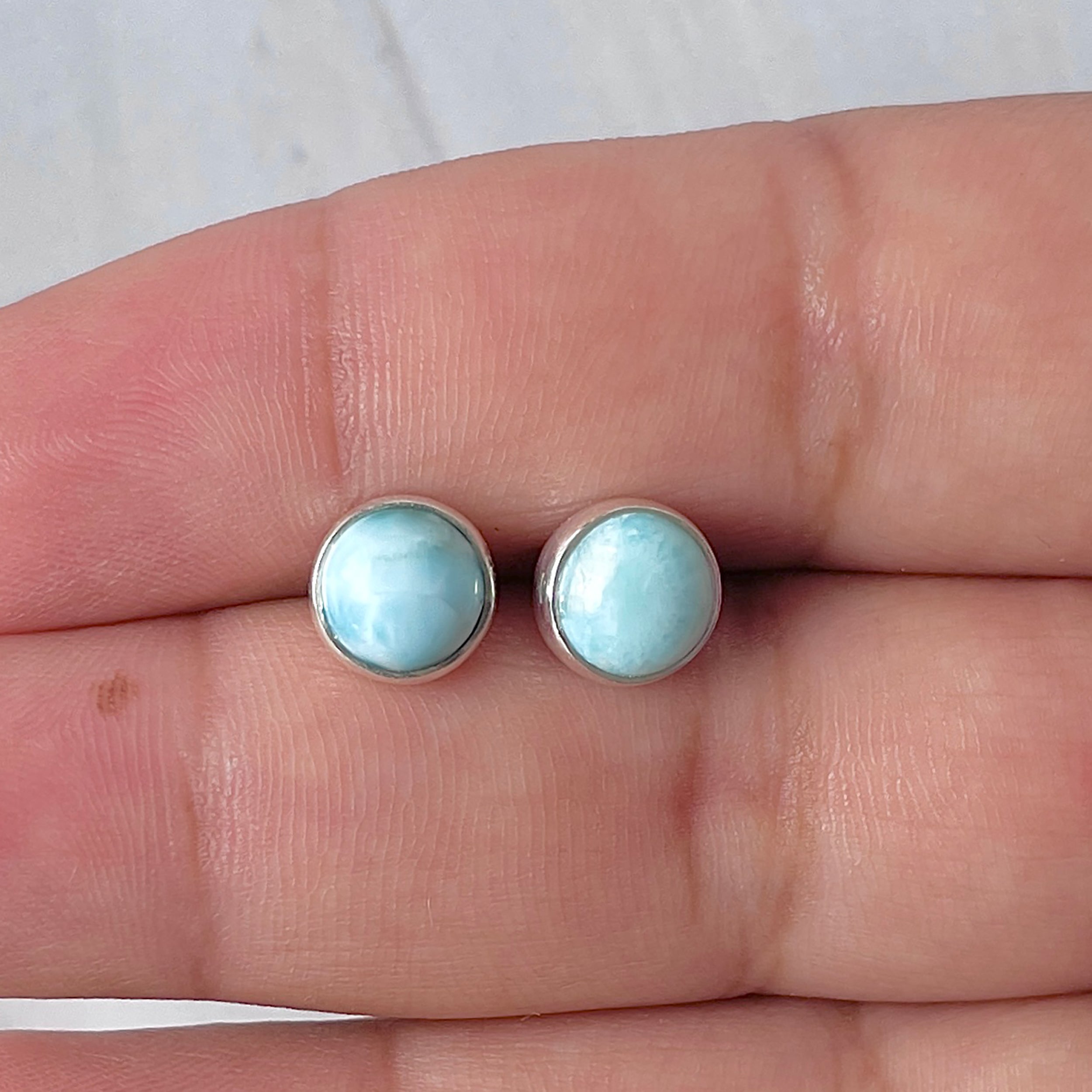 Larimar Stud Earring-(LAR-E-2961.)
