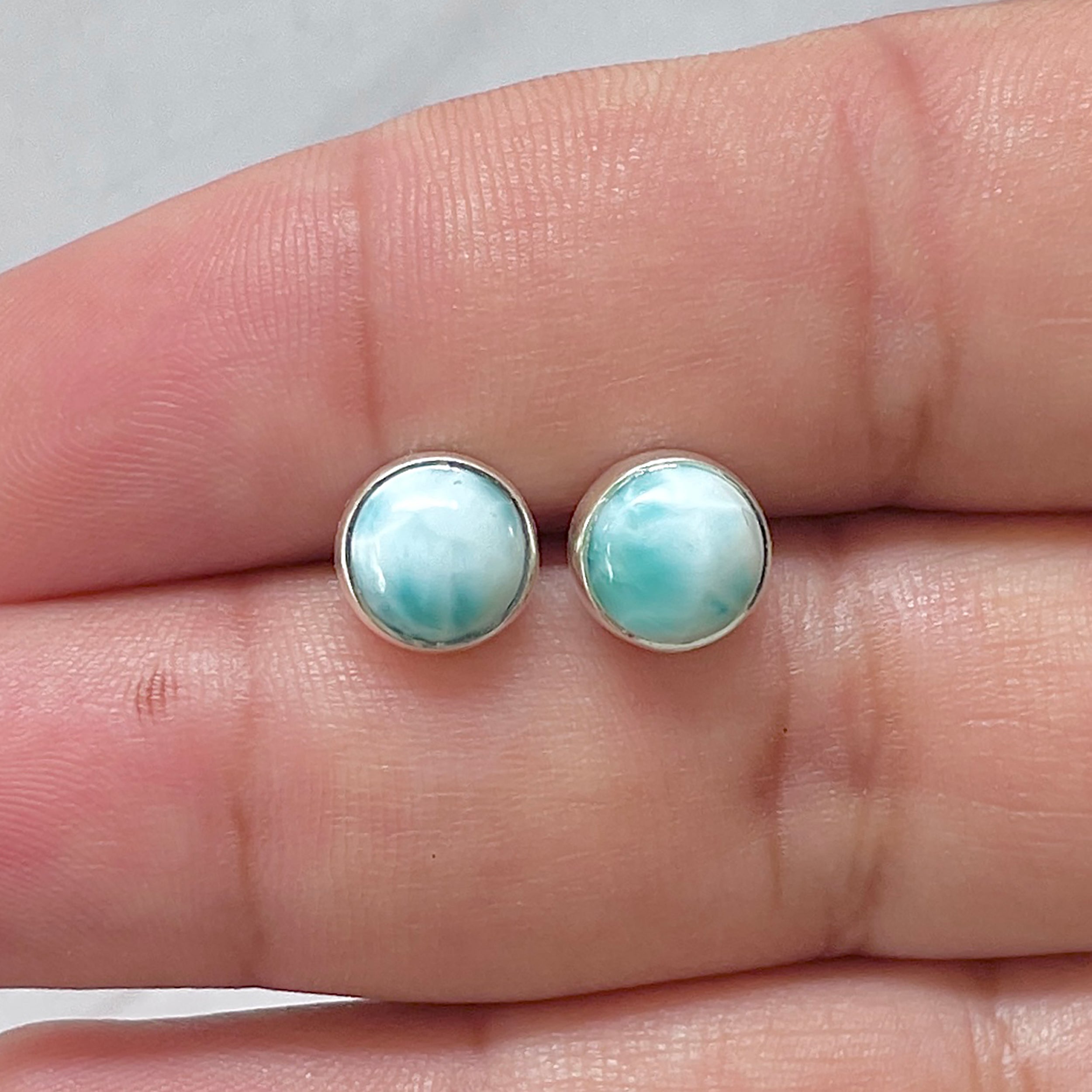 Larimar Stud Earring-(LAR-E-2962.)