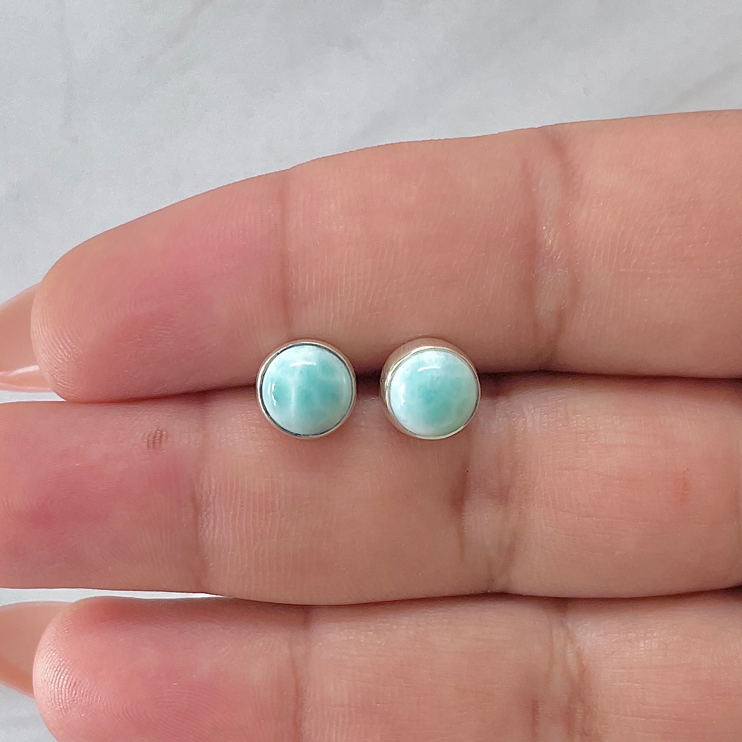 Larimar Stud Earring-(LAR-E-2964.)