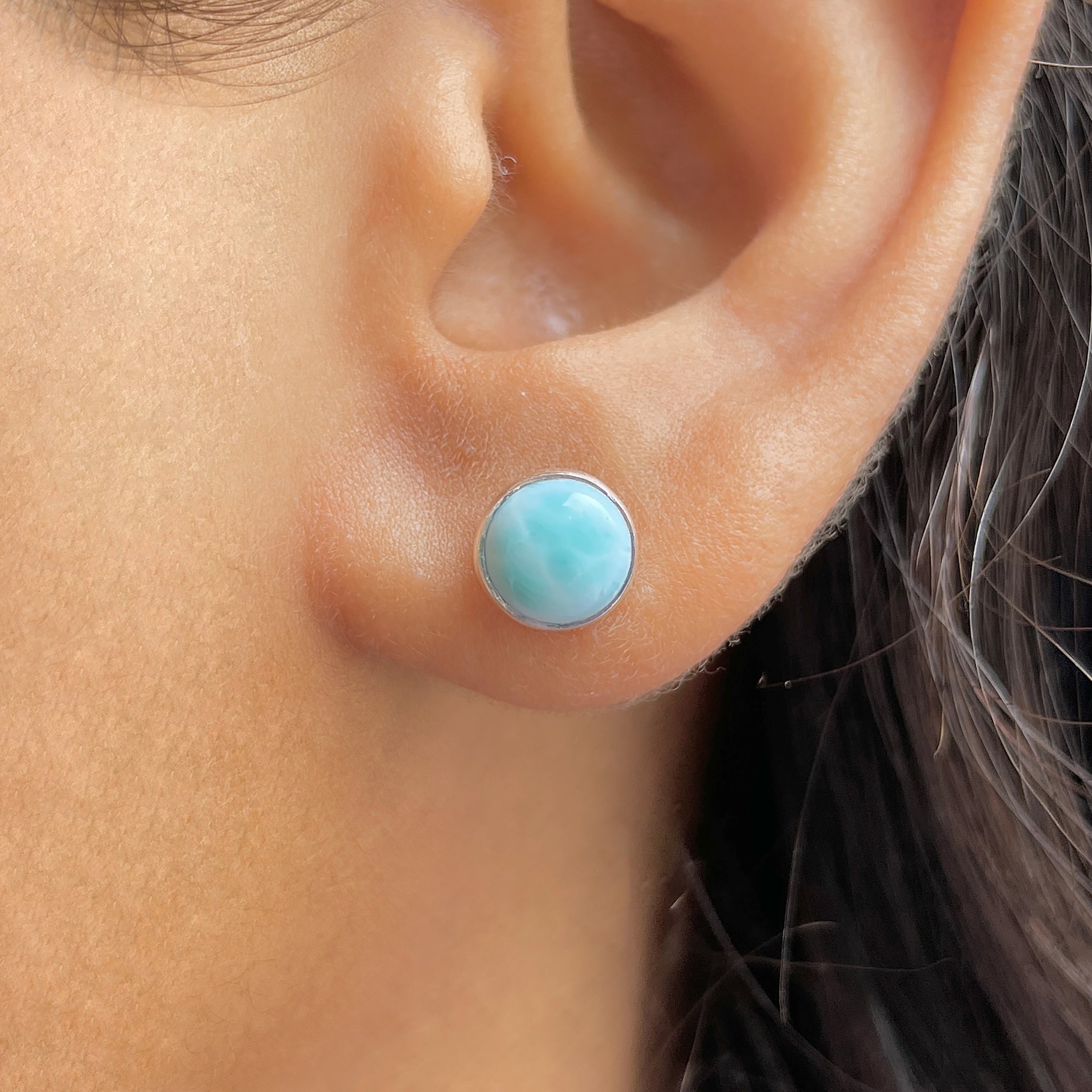 Larimar Stud Earring-(LAR-E-2964.)