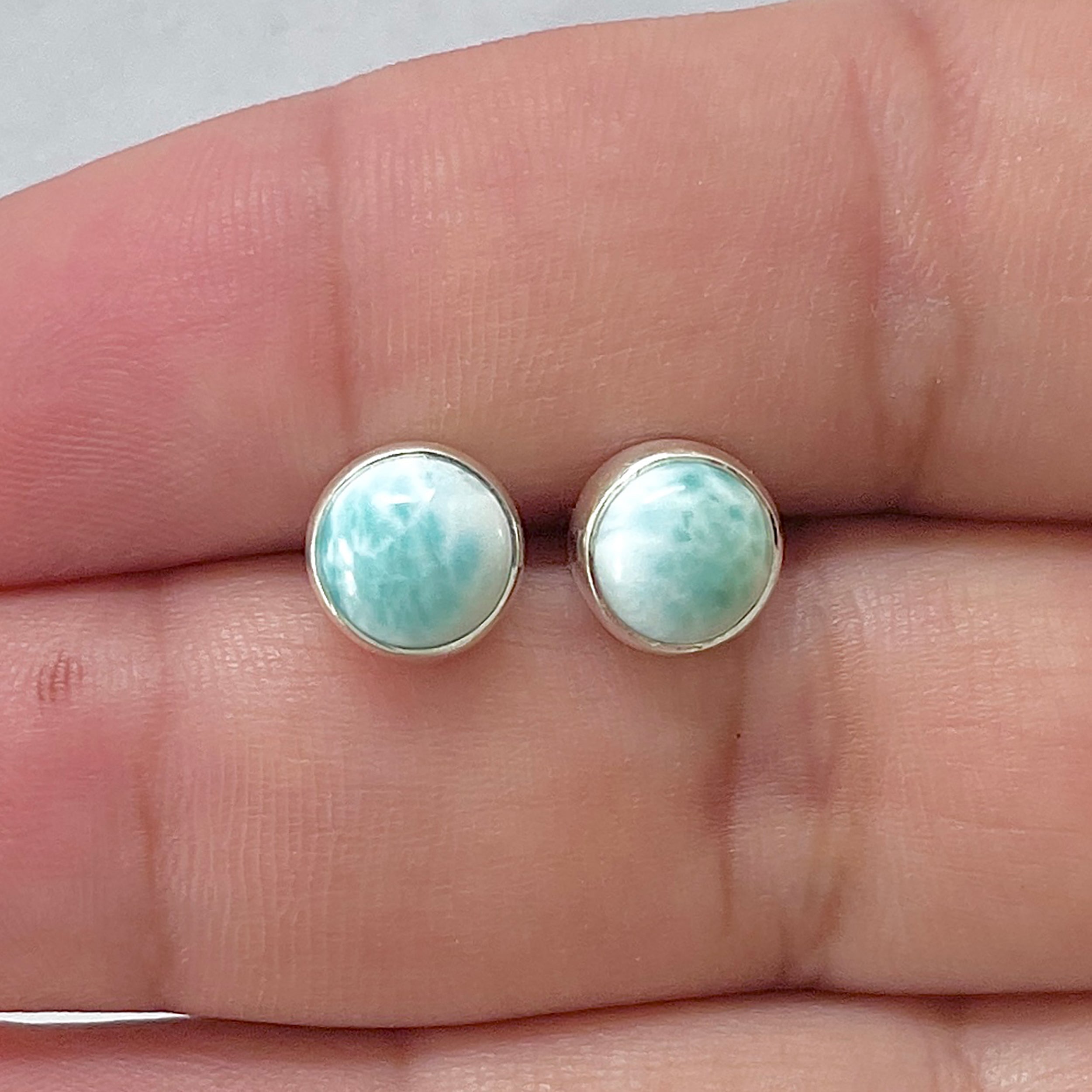 Larimar Stud Earring-(LAR-E-2967.)