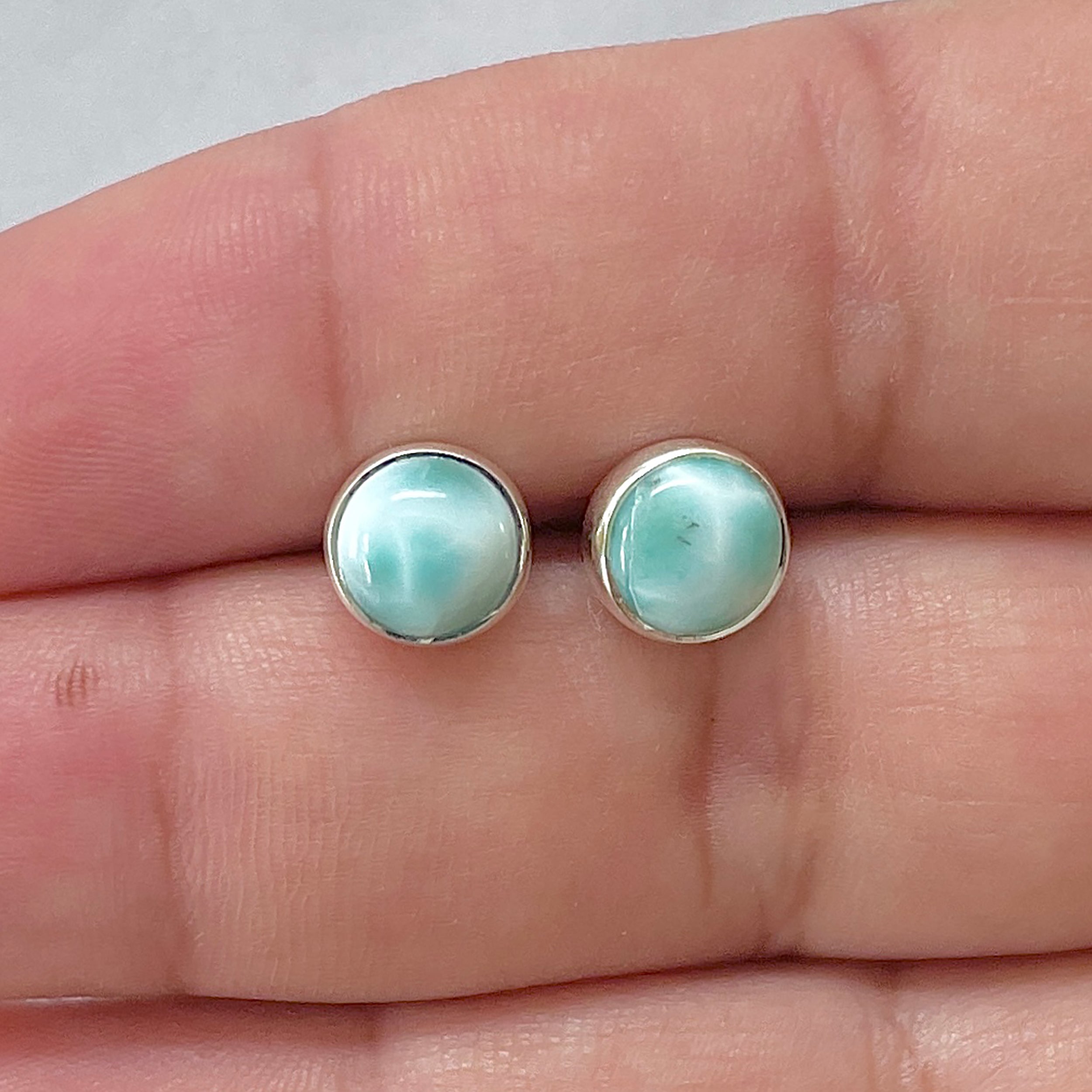Larimar Stud Earring-(LAR-E-2968.)