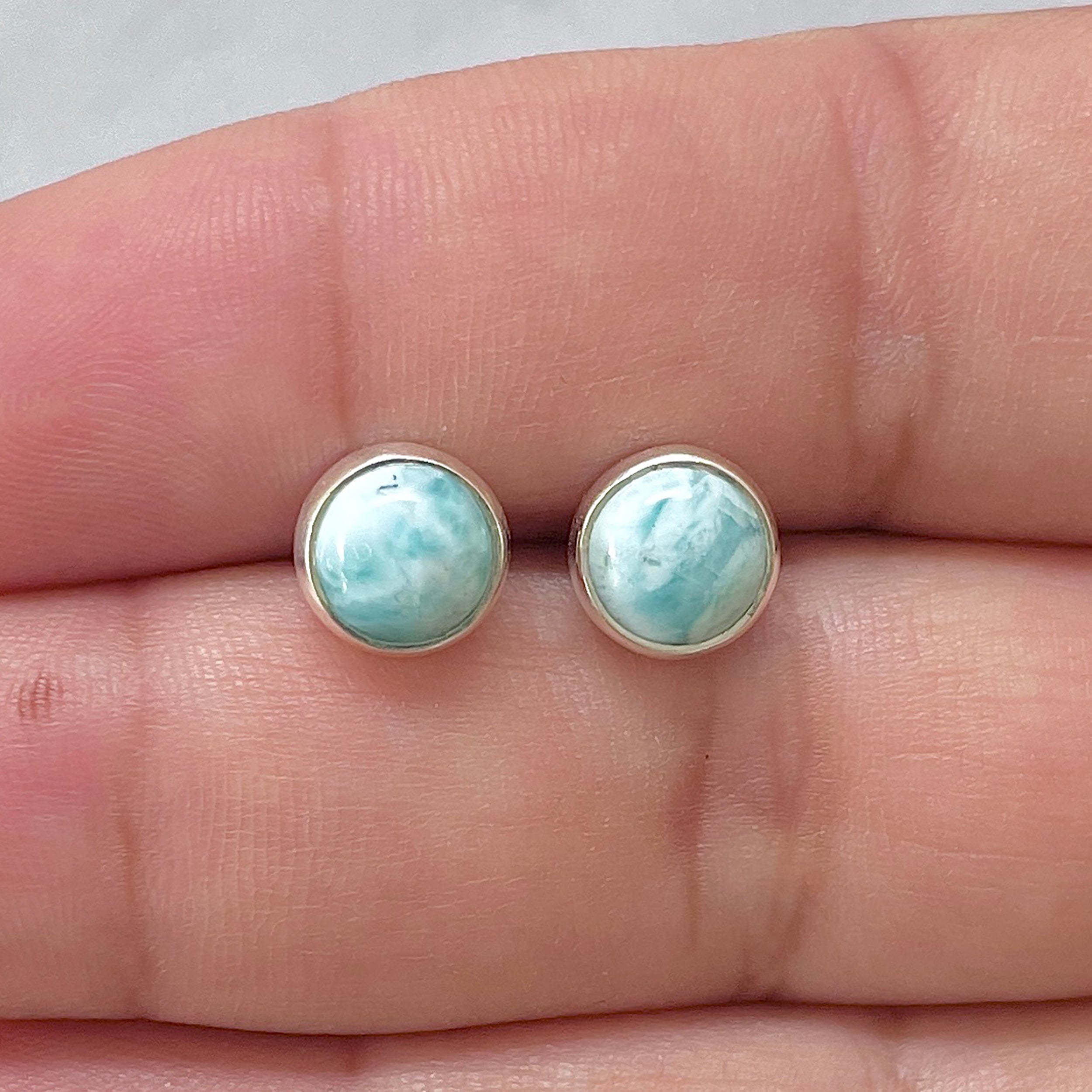 Larimar Stud Earring-(LAR-E-2969.)