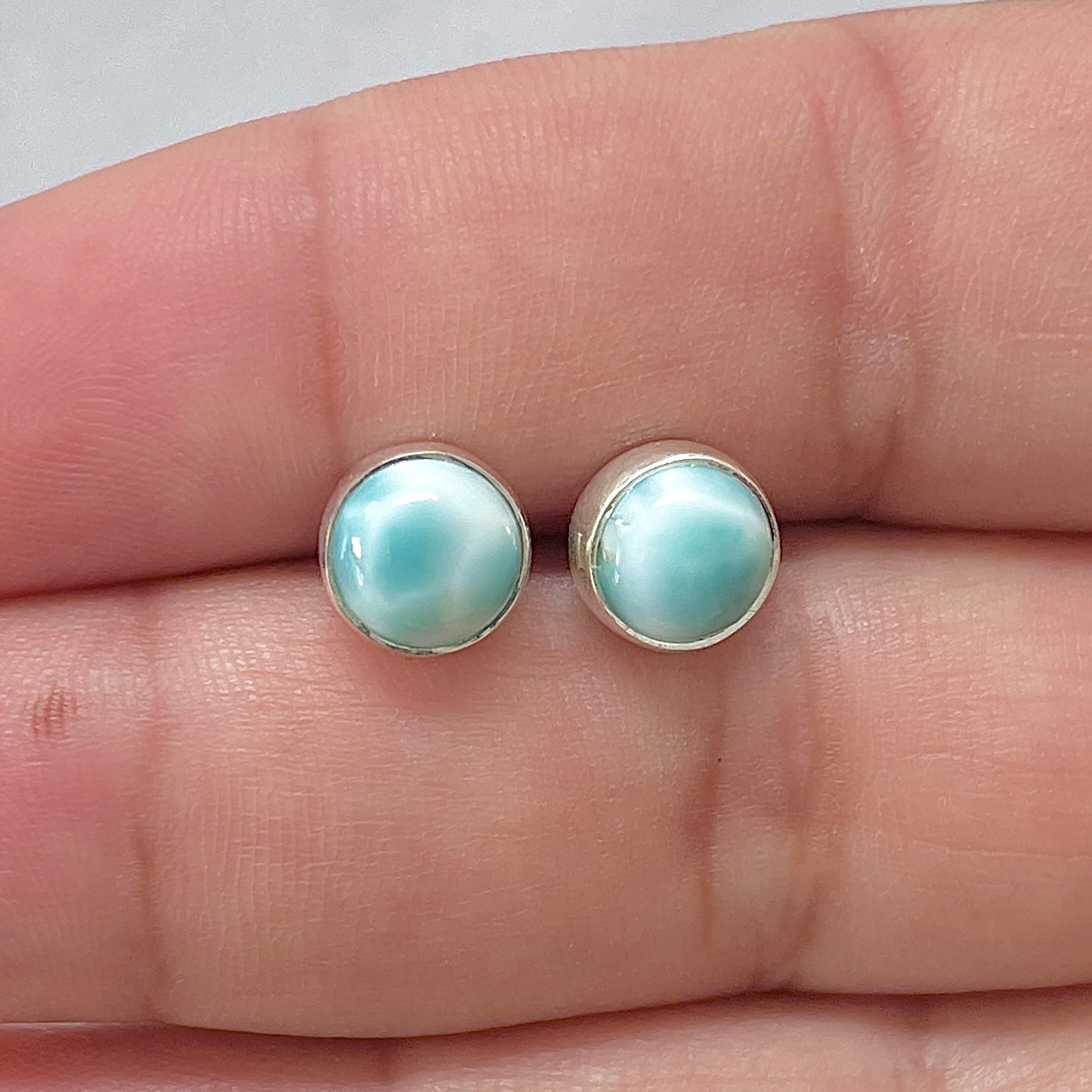 Larimar Stud Earring-(LAR-E-2970.)