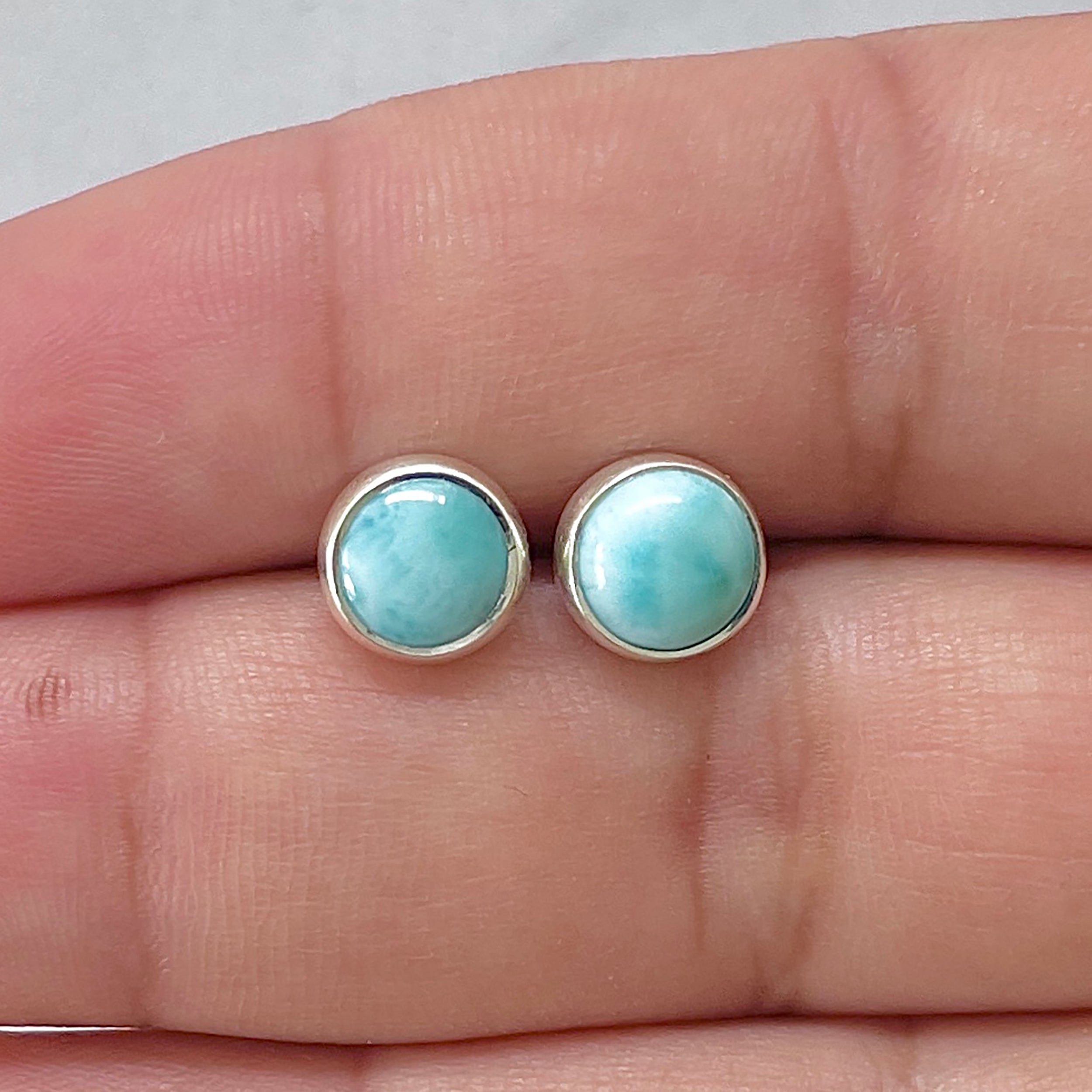Larimar Stud Earring-(LAR-E-2971.)