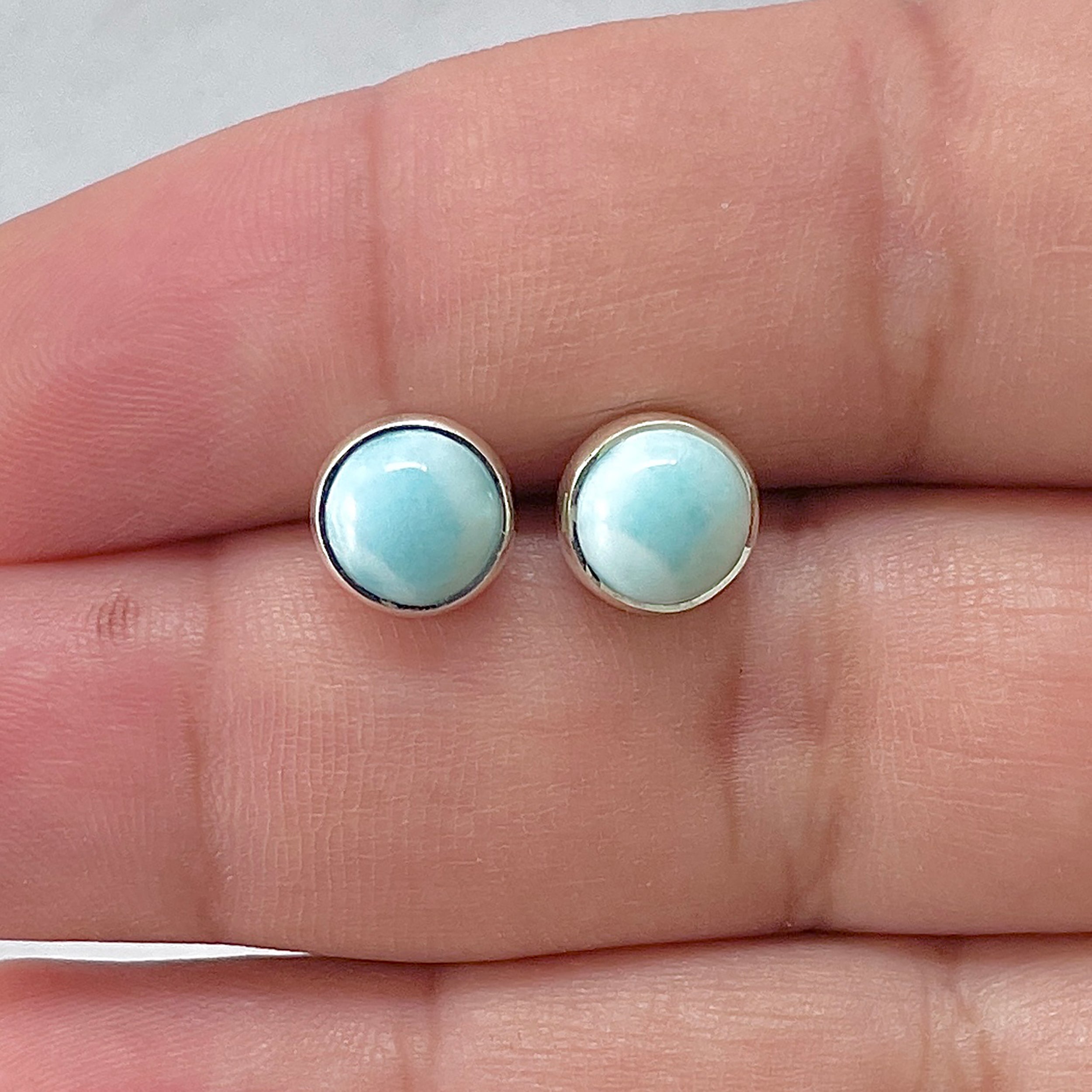 Larimar Stud Earring-(LAR-E-2972.)