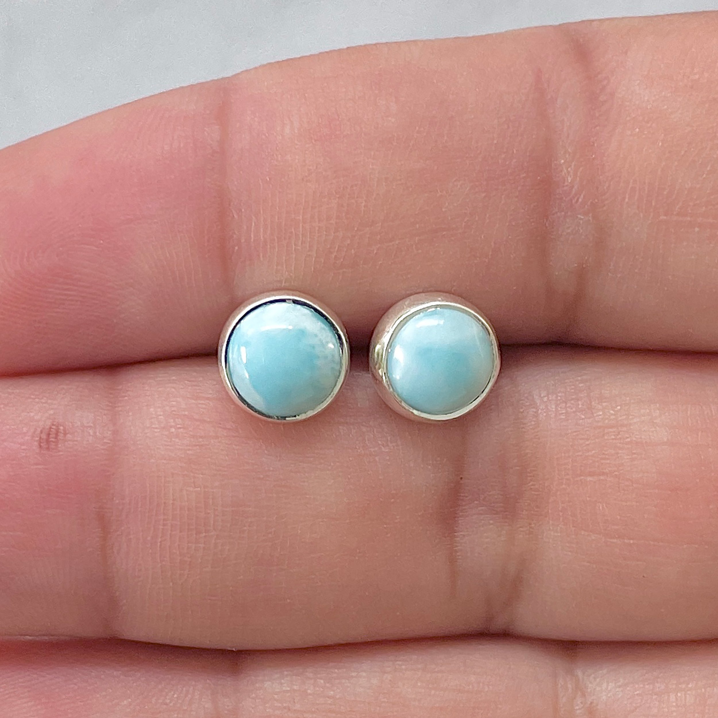 Larimar Stud Earring-(LAR-E-2973.)