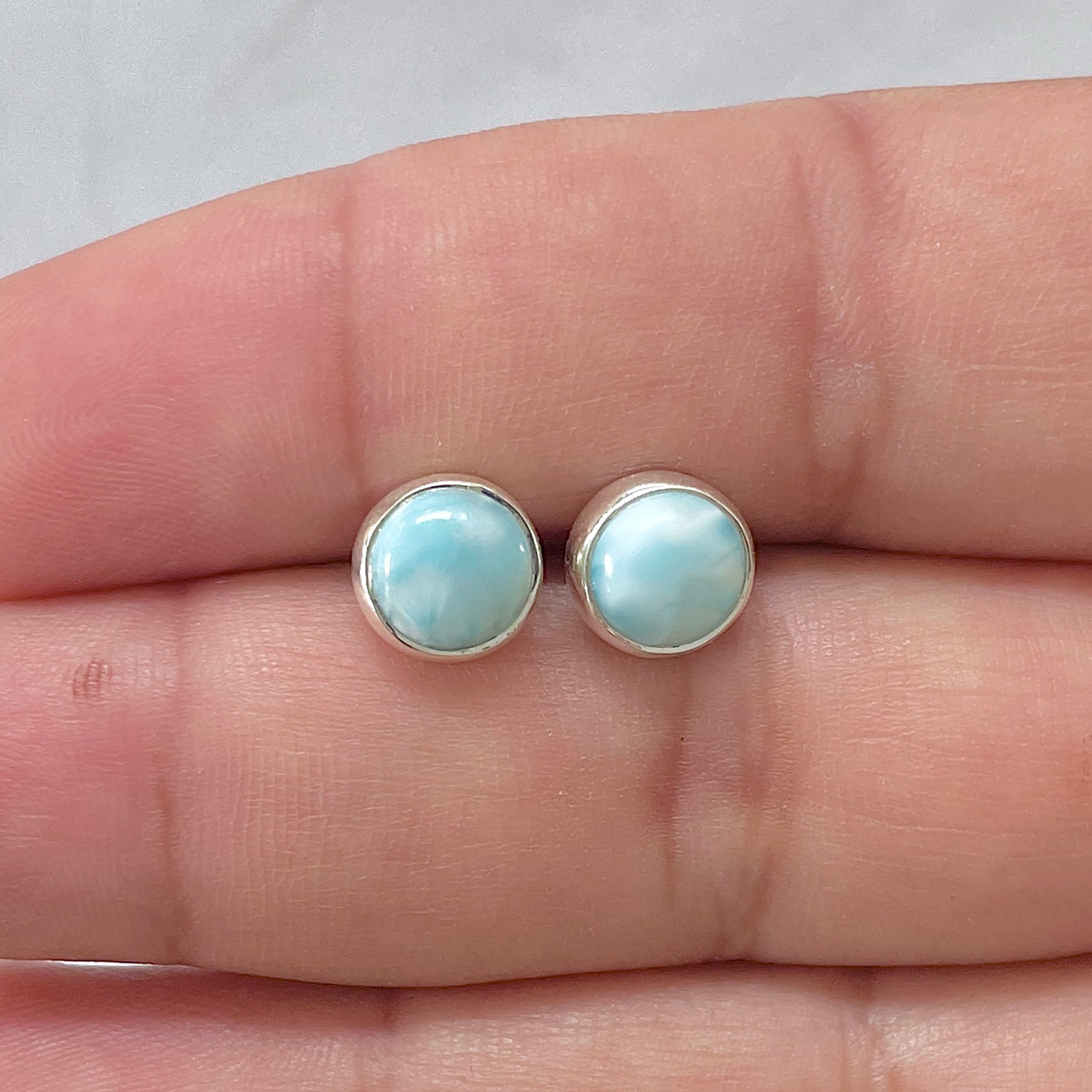 Larimar Stud Earring-(LAR-E-2974.)