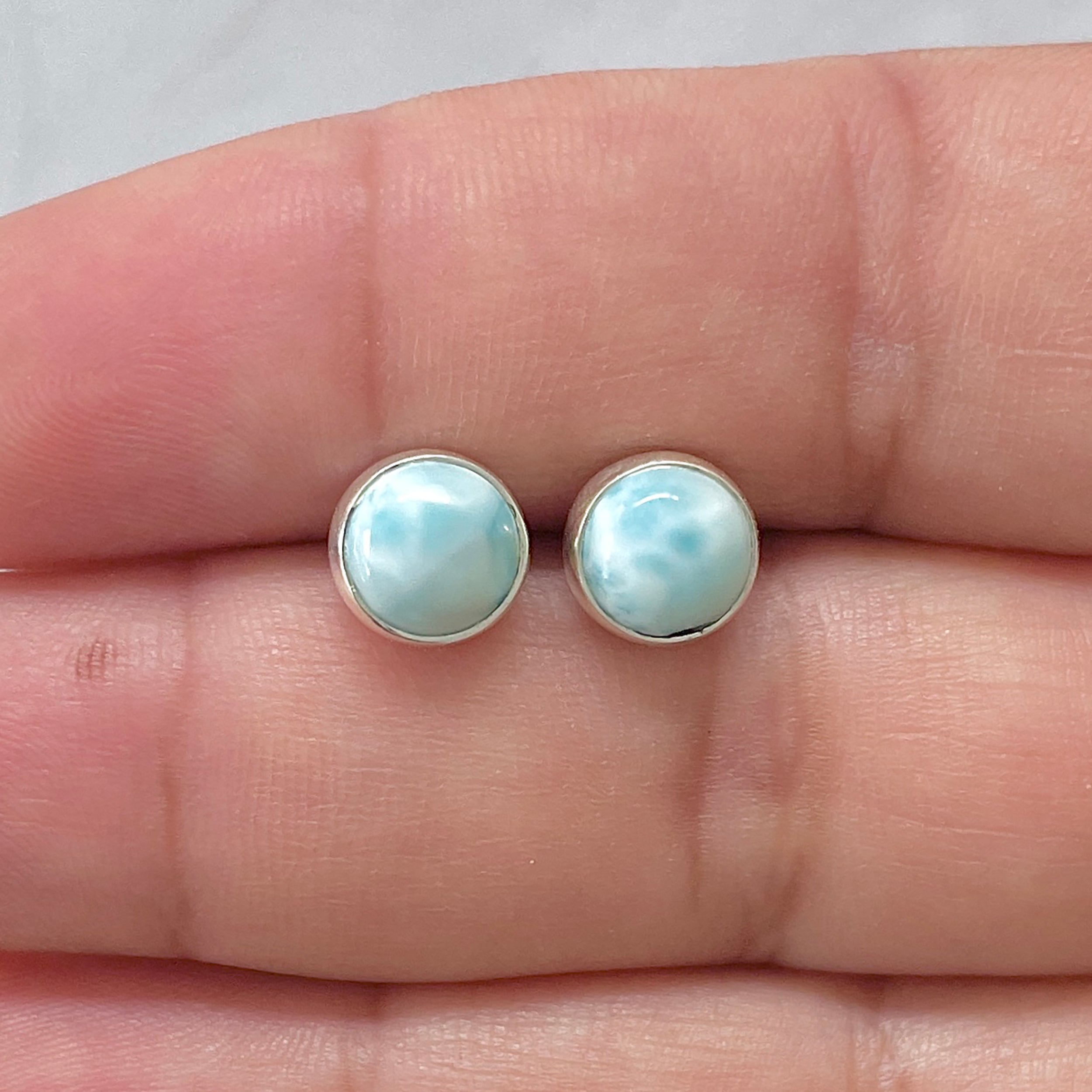 Larimar Stud Earring-(LAR-E-2975.)