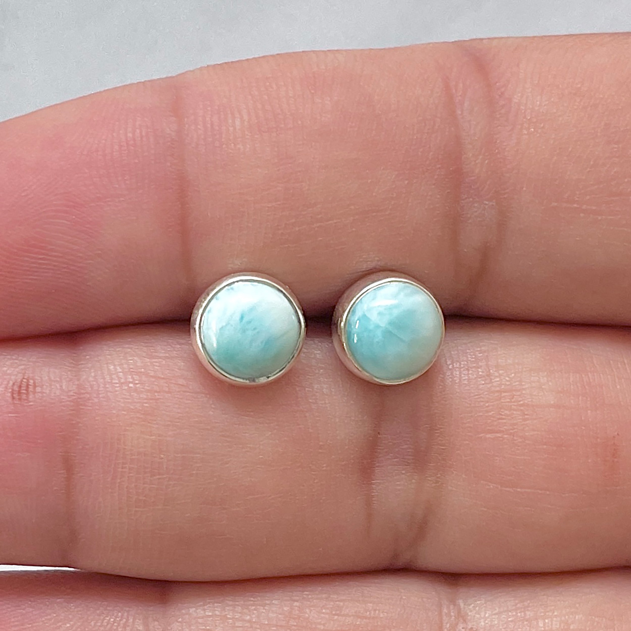 Larimar Stud Earring-(LAR-E-2979.)
