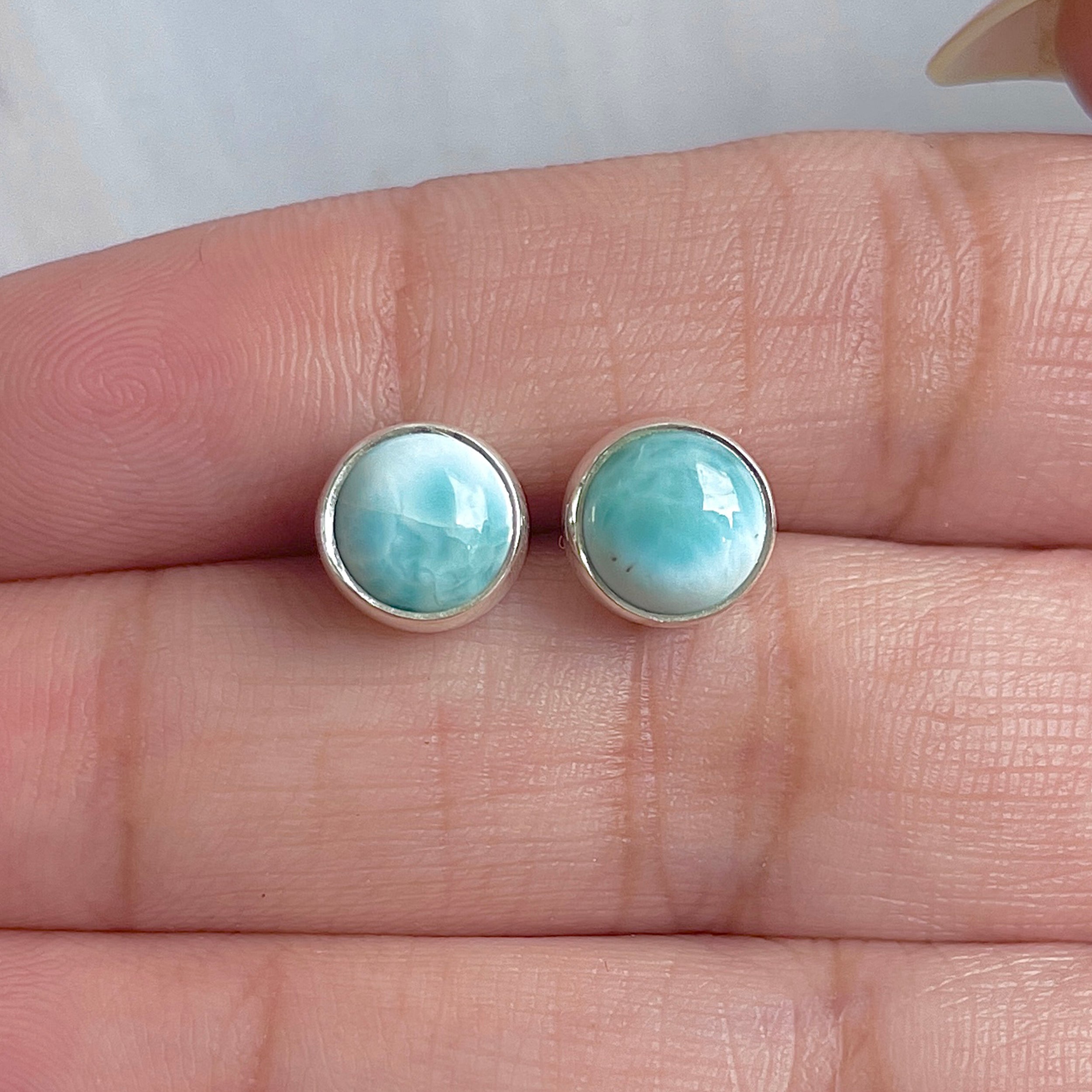 Larimar Stud Earring-(LAR-E-2982.)