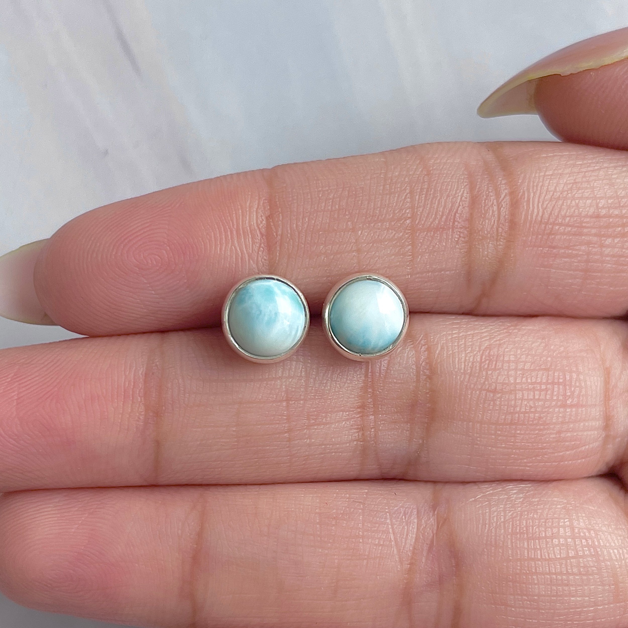 Larimar Stud Earring-(LAR-E-2985.)