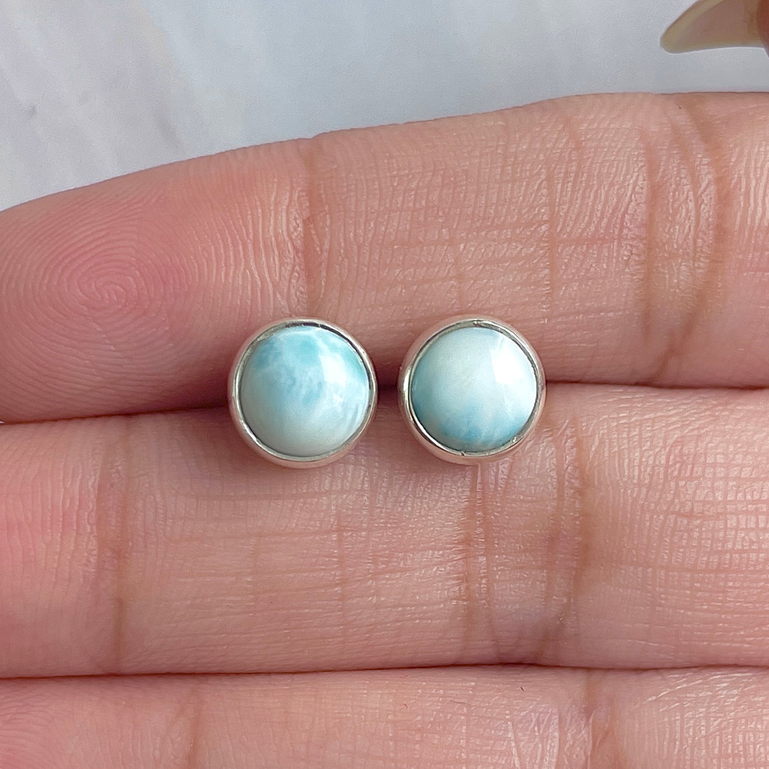 Larimar Stud Earring-(LAR-E-2985.)