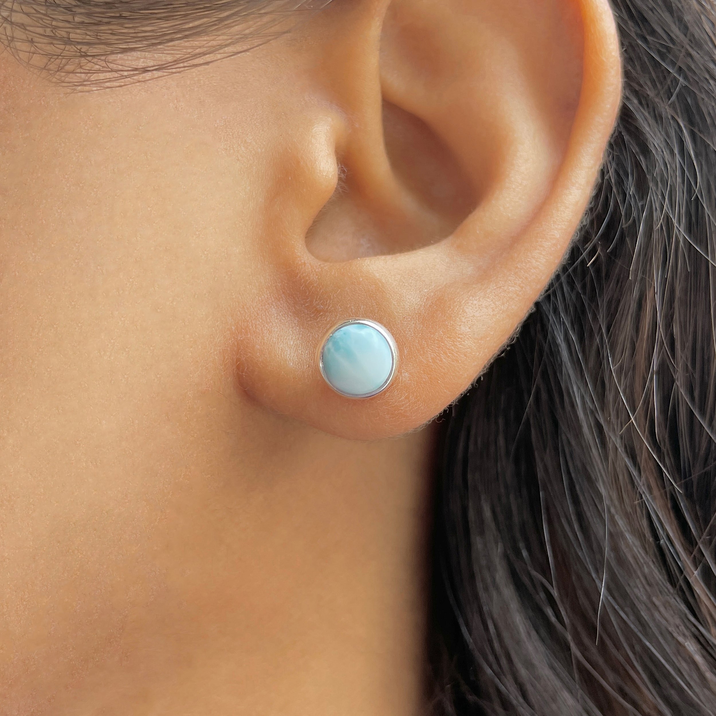 Larimar Stud Earring-(LAR-E-2985.)