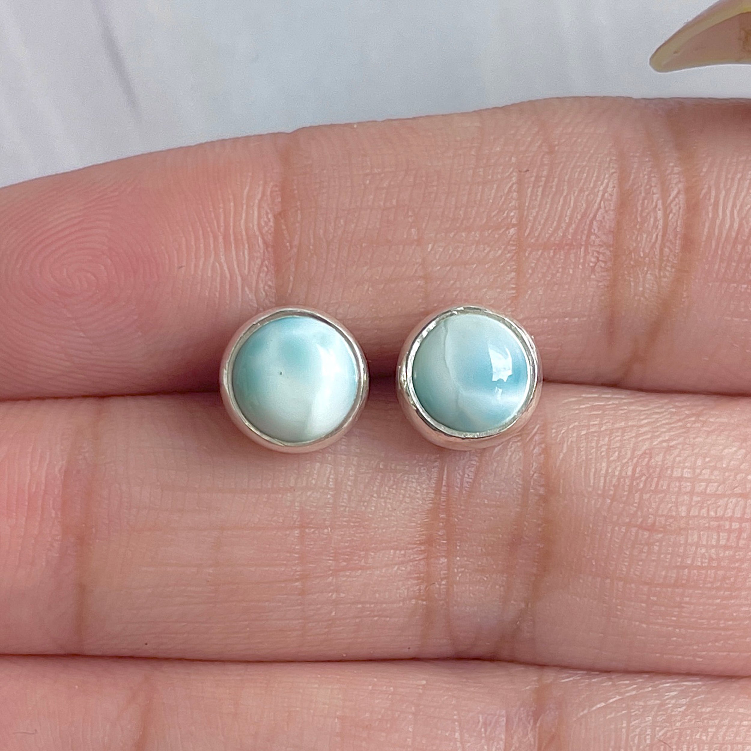 Larimar Stud Earring-(LAR-E-2986.)