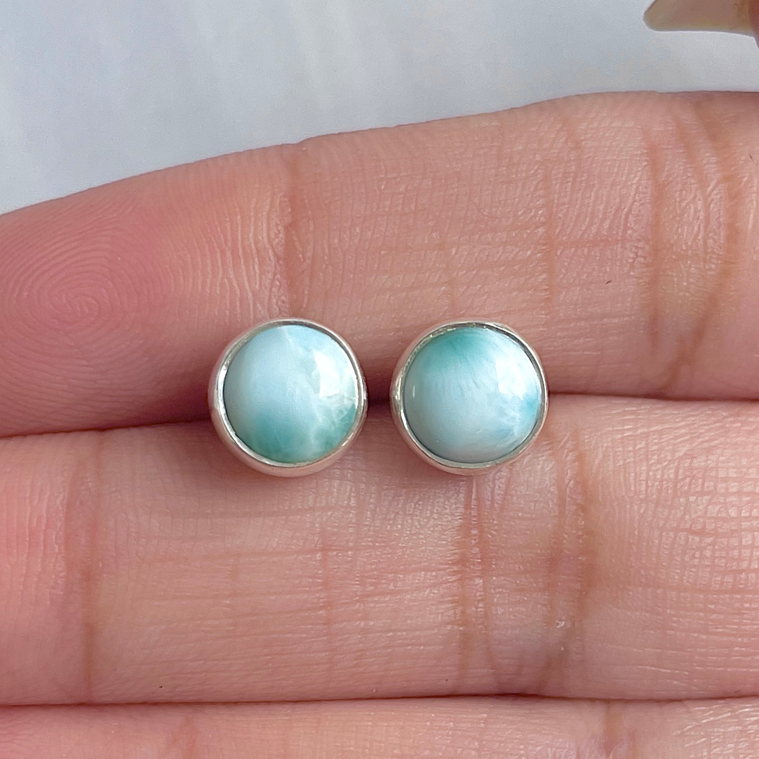 Larimar Stud Earring-(LAR-E-2988.)