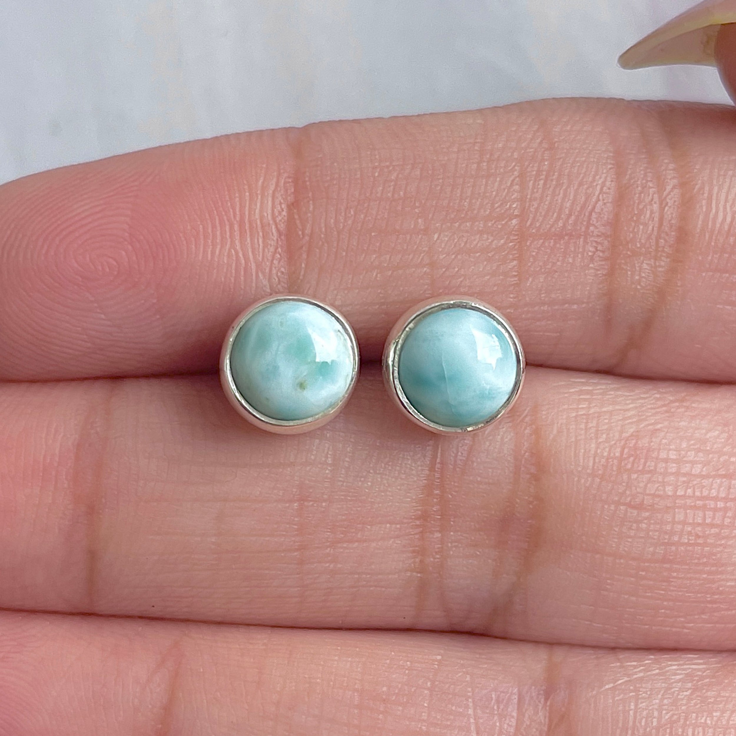 Larimar Stud Earring-(LAR-E-2989.)