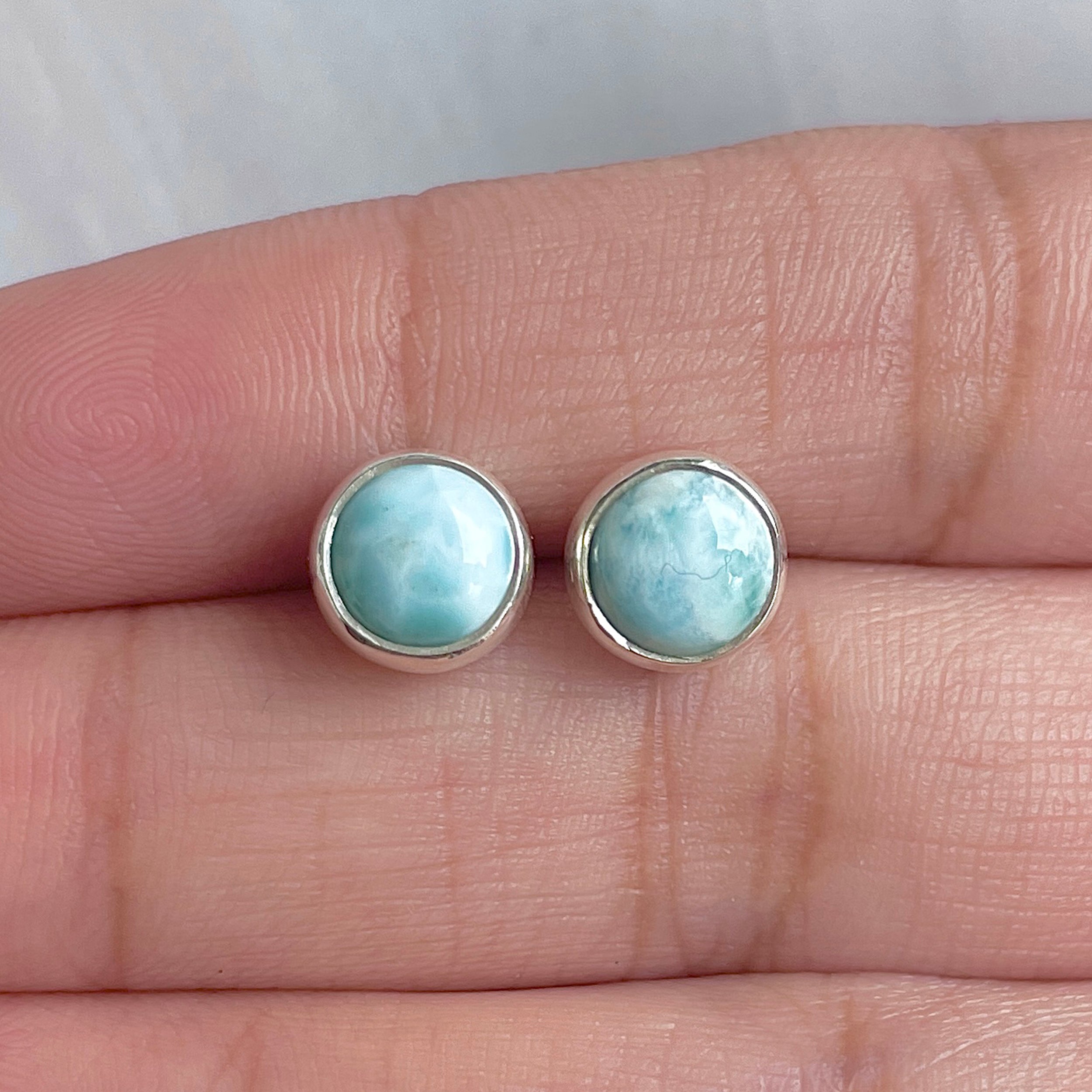 Larimar Stud Earring-(LAR-E-2990.)